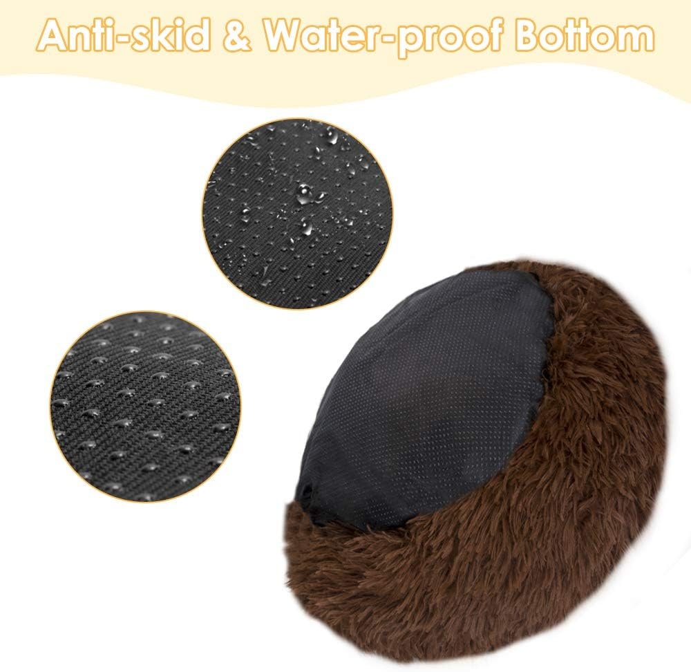 image:imageSlowTon Calming Dog Bed for Small Dogs Cats Donut Cuddler Cozy Warm AntiAnxiety Dog Cat Cushion Bed Ultra Soft Fluffy Plush Round Pet Pillow with NonSlip Bottom Machine WashableCoffeeSmall 24