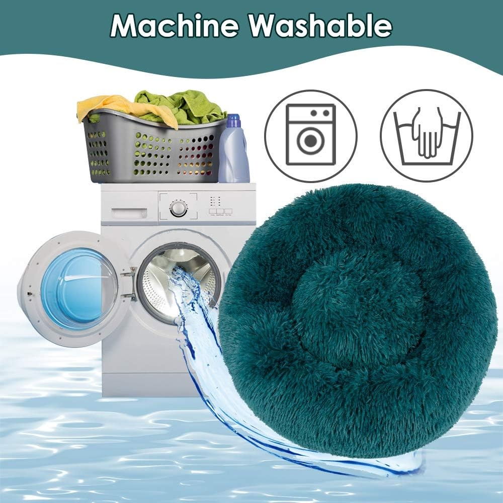 image:imageSlowTon Calming Dog Bed for Small Dogs Cats Donut Cuddler Cozy Warm AntiAnxiety Dog Cat Cushion Mat Ultra Soft Fluffy Plush Round Pet Pillow NonSlip Bottom Machine WashableTealXSmall 20