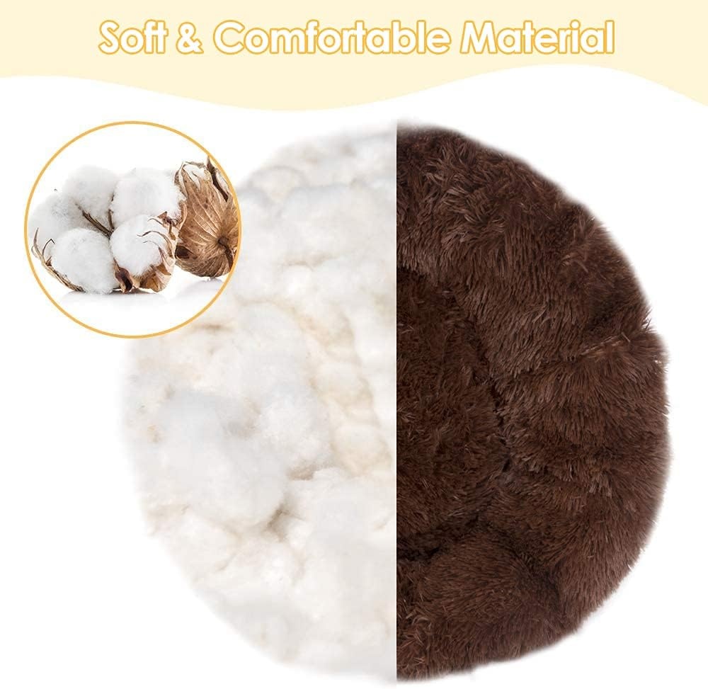 image:imageSlowTon Calming Dog Bed for Small Dogs Cats Donut Cuddler Cozy Warm AntiAnxiety Dog Cat Cushion Mat Ultra Soft Fluffy Plush Round Pet Pillow NonSlip Bottom Machine WashableCoffeeXSmall 20