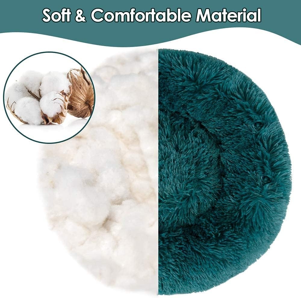 image:imageSlowTon Calming Dog Bed for Small Dogs Cats Donut Cuddler Cozy Warm AntiAnxiety Dog Cat Cushion Mat Ultra Soft Fluffy Plush Round Pet Pillow NonSlip Bottom Machine WashableTealXSmall 20