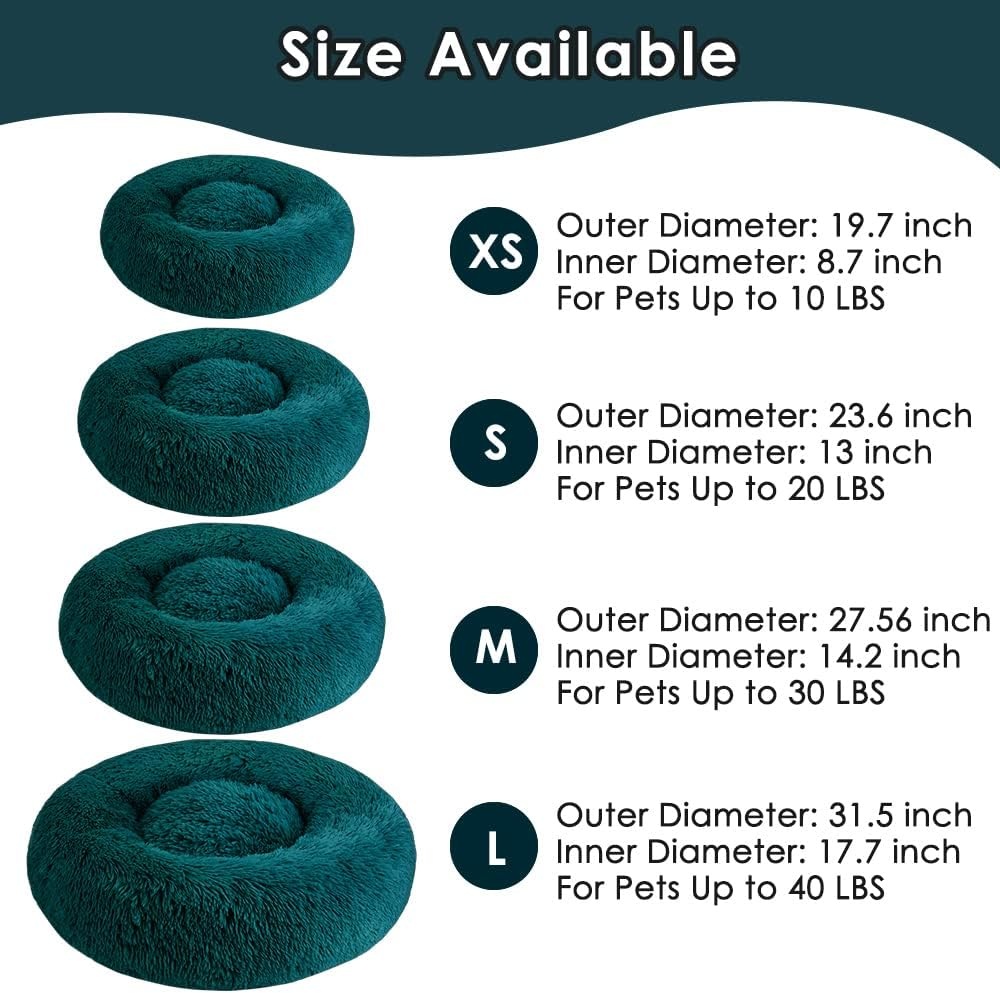 image:imageSlowTon Calming Dog Bed for Small Dogs Cats Donut Cuddler Cozy Warm AntiAnxiety Dog Cat Cushion Mat Ultra Soft Fluffy Plush Round Pet Pillow NonSlip Bottom Machine WashableTealXSmall 20