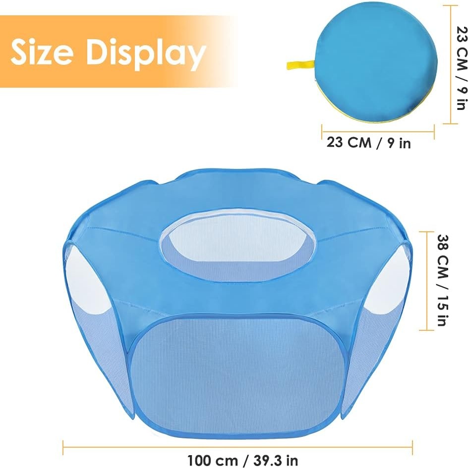 image:imageSlowTon Small Animal Playpen Portable Durable Cat Playpen with Reinforced Mesh Foldable Pet Playpen Exercise Play Pen with Zipper Top Cover Puppy Fence Kitten Rabbit Ferret Chinchilla SBlue