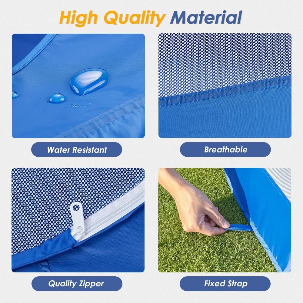 image:imageSlowTon Small Animal Playpen Portable Durable Cat Playpen with Reinforced Mesh Foldable Pet Playpen Exercise Play Pen with Zipper Top Cover Puppy Fence Kitten Rabbit Ferret Chinchilla MBlue