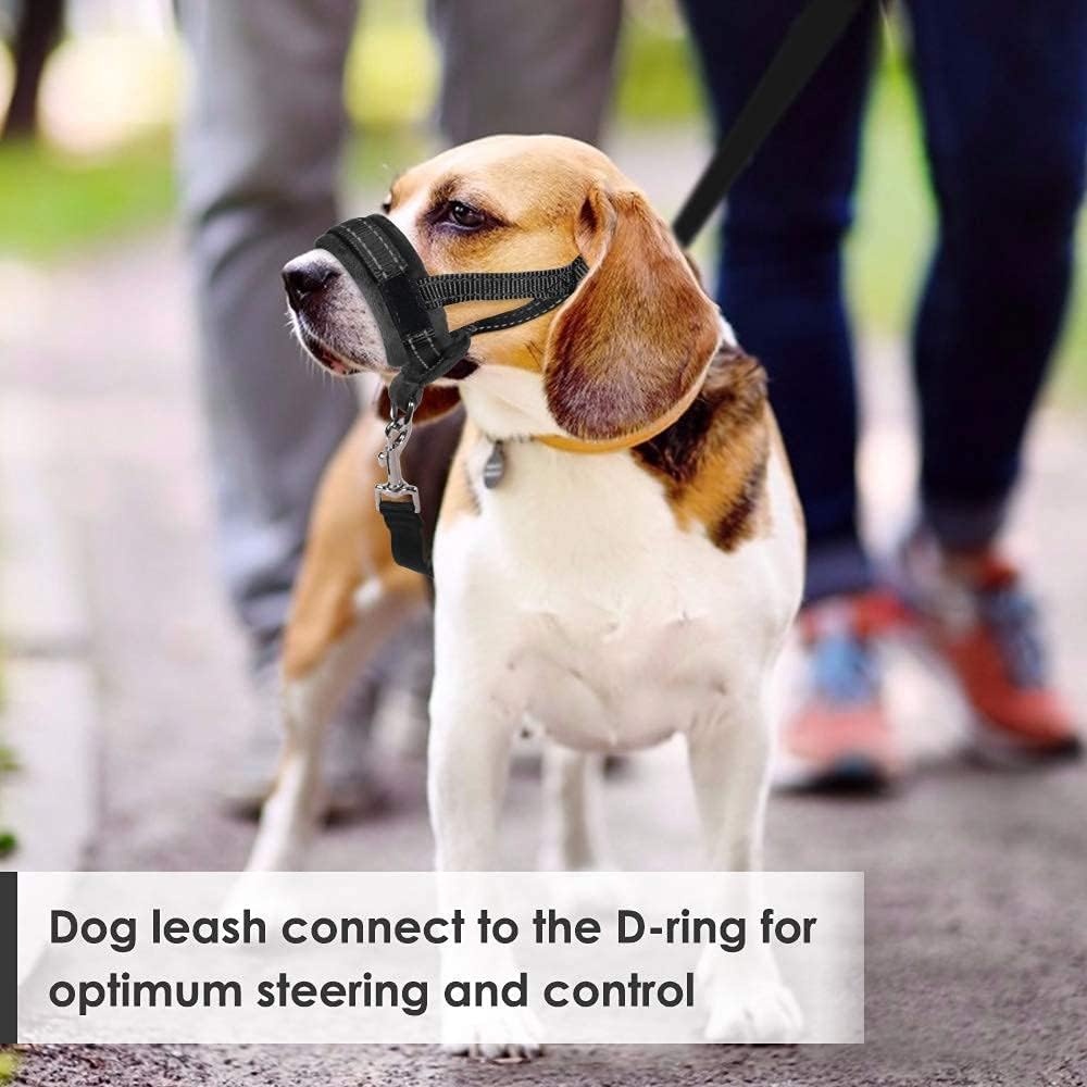 image:imageSlowTon Soft Dog Muzzle Adjustable Padded Nylon Muzzle for Large Medium Dogs Anti Chewing Barking Biting Allow Dog Pant amp Drink Black LBlack