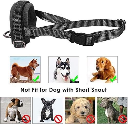image:imageSlowTon Soft Dog Muzzle Adjustable Padded Nylon Muzzle for Large Medium Dogs Anti Chewing Barking Biting Allow Dog Pant amp Drink Black LBlack