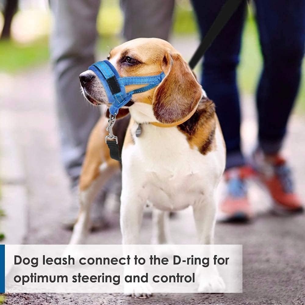 image:imageSlowTon Soft Dog Muzzle Adjustable Padded Nylon Muzzle for Large Medium Dogs Anti Chewing Barking Biting Allow Dog Pant amp Drink Black LBlue