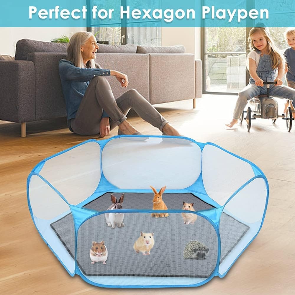 image:imageSlowTon Washable Playpen Pad Hexagon Liner Reusable Pee Pad for Portable Small Animal Play Pen Super Absorbent Leakproof Mat for Guinea Pig Hamster Cage Bunny Fence Indoor Outdoor Travel Use531