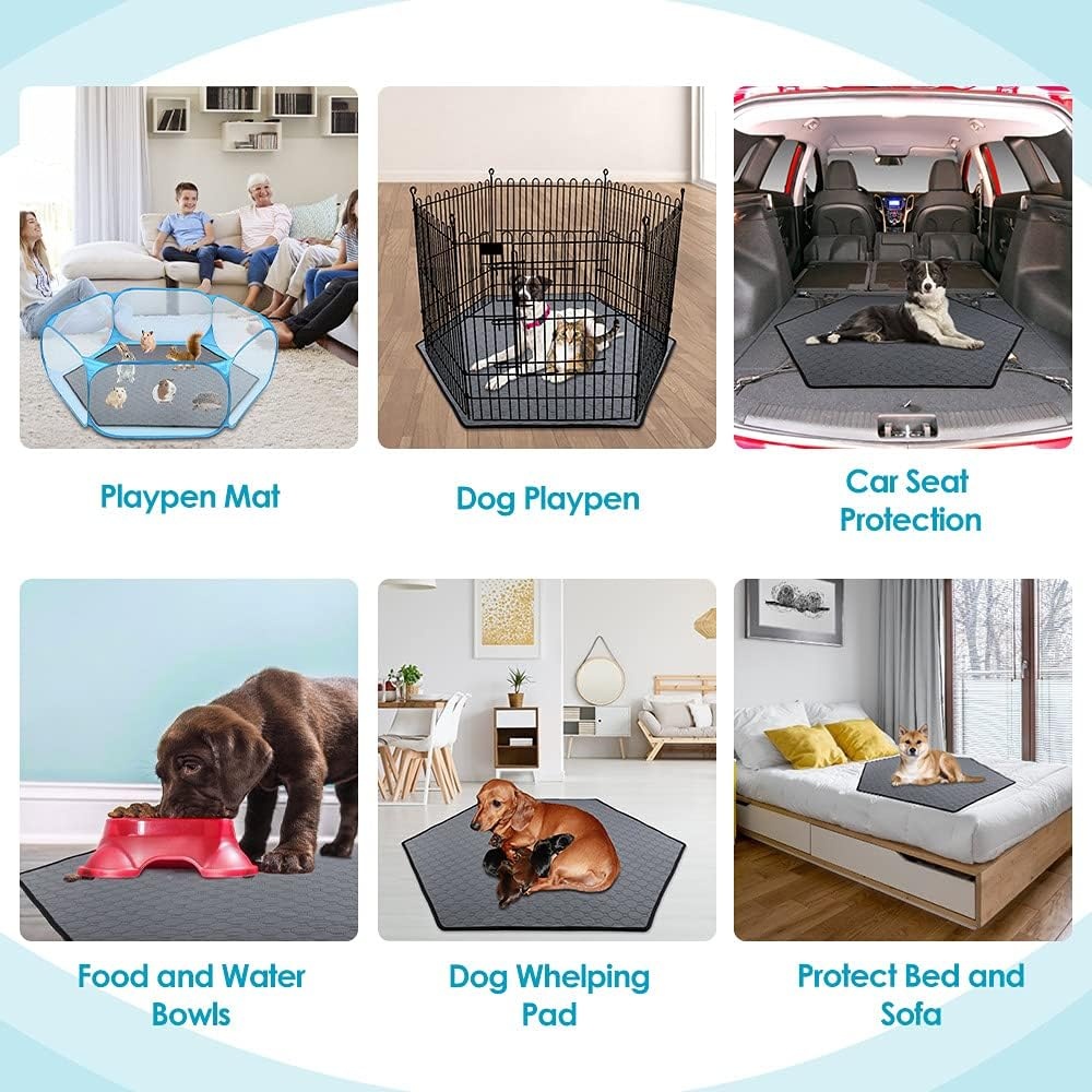 image:imageSlowTon Washable Playpen Pad Hexagon Liner Reusable Pee Pad for Portable Small Animal Play Pen Super Absorbent Leakproof Mat for Guinea Pig Hamster Cage Bunny Fence Indoor Outdoor Travel Use531