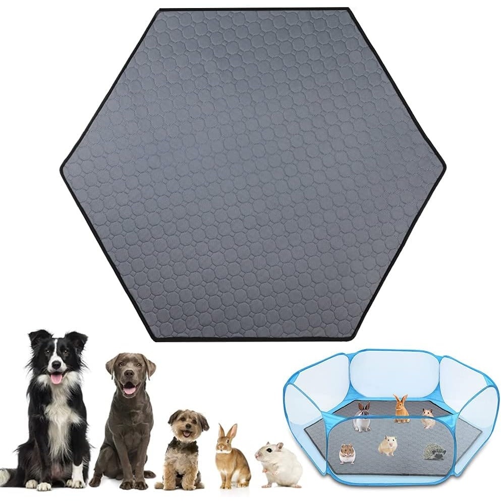 image:imageSlowTon Washable Playpen Pad Hexagon Liner Reusable Pee Pad for Portable Small Animal Play Pen Super Absorbent Leakproof Mat for Guinea Pig Hamster Cage Bunny Fence Indoor Outdoor Travel Use531