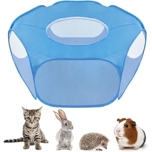 image:imageSlowTon Small Animal Playpen Portable  Durable Cat Playpen with Reinforced Mesh Foldable Pet Playpen Exercise Play Pen with Zipper Top Cover Puppy Fence Kitten Rabbit Ferret Chinchilla SBlue
