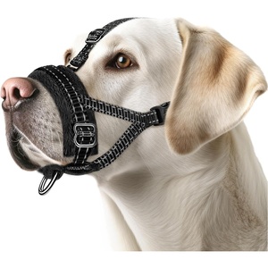 image:imageSlowTon Soft Dog Muzzle Adjustable Padded Nylon Muzzle for Large Medium Dogs Anti Chewing Barking Biting Allow Dog Pant amp Drink Black LBlack with Overhead Strap