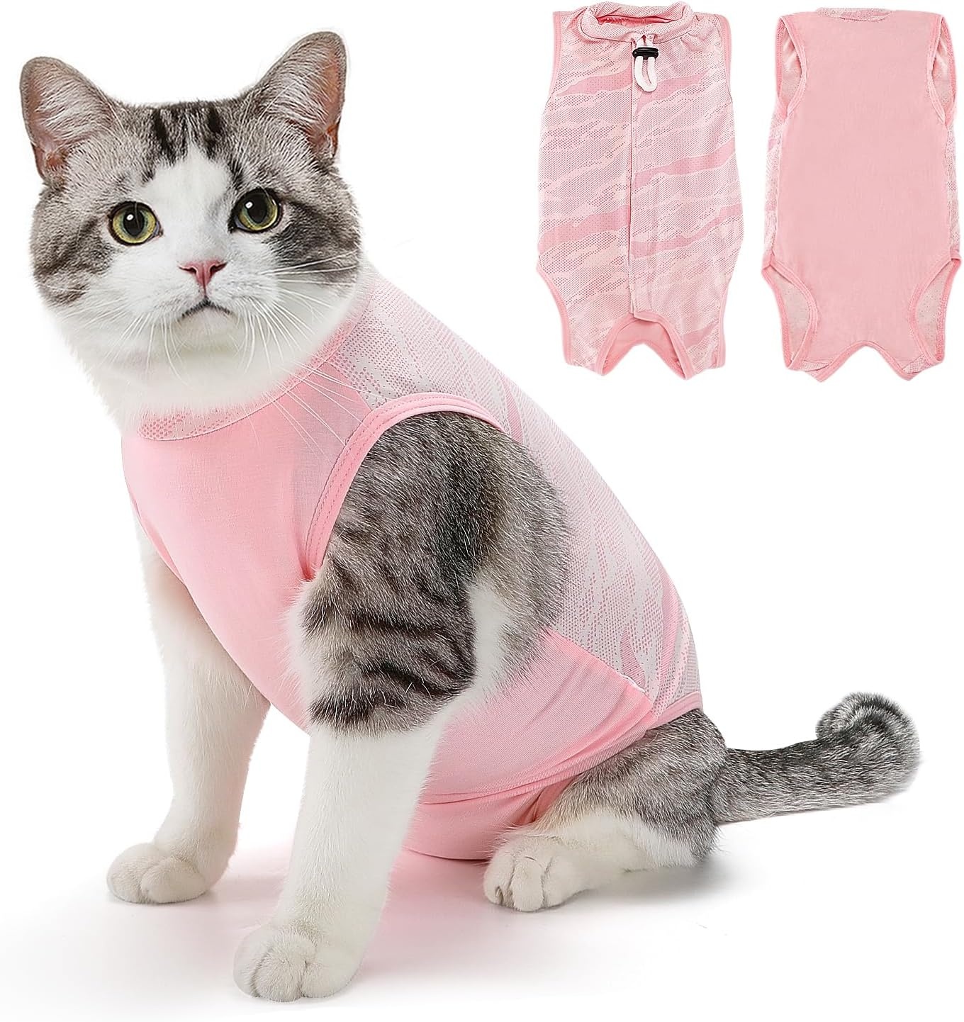 image:imageSlowTon Cat Recovery Suit Cat Onesie for Cats After Surgery Female Male Kitten Clothes Cats Surgical Spay Suit Abdominal Wounds ECollar Alternative Bodysuit Shirt AntiLicking Blue FlowerSQ Light Pink Hair Resistant