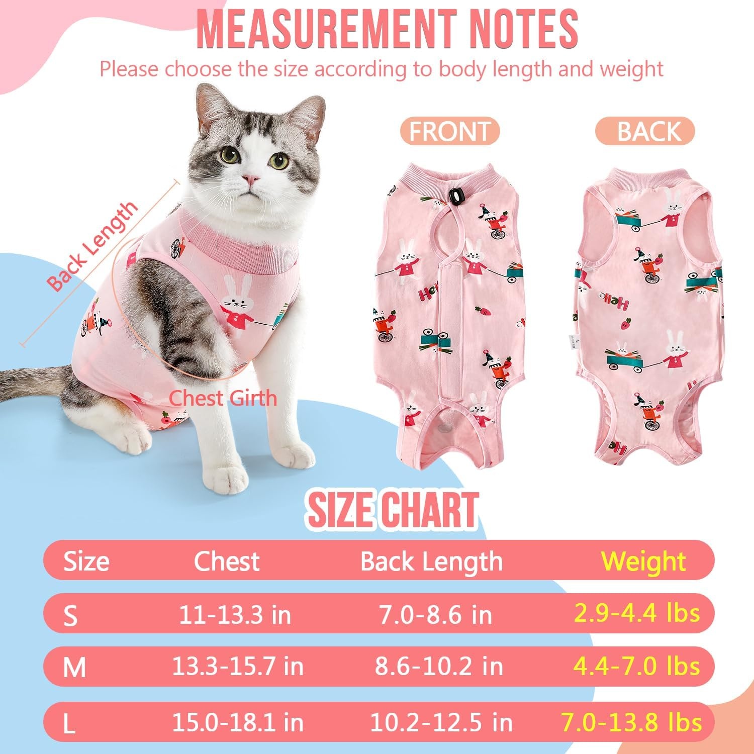 image:imageSlowTon Cat Recovery Suit Cat Onesie for Cats After Surgery Female Male Kitten Clothes Cats Surgical Spay Suit Abdominal Wounds ECollar Alternative Bodysuit Shirt AntiLicking Blue FlowerS1Pink