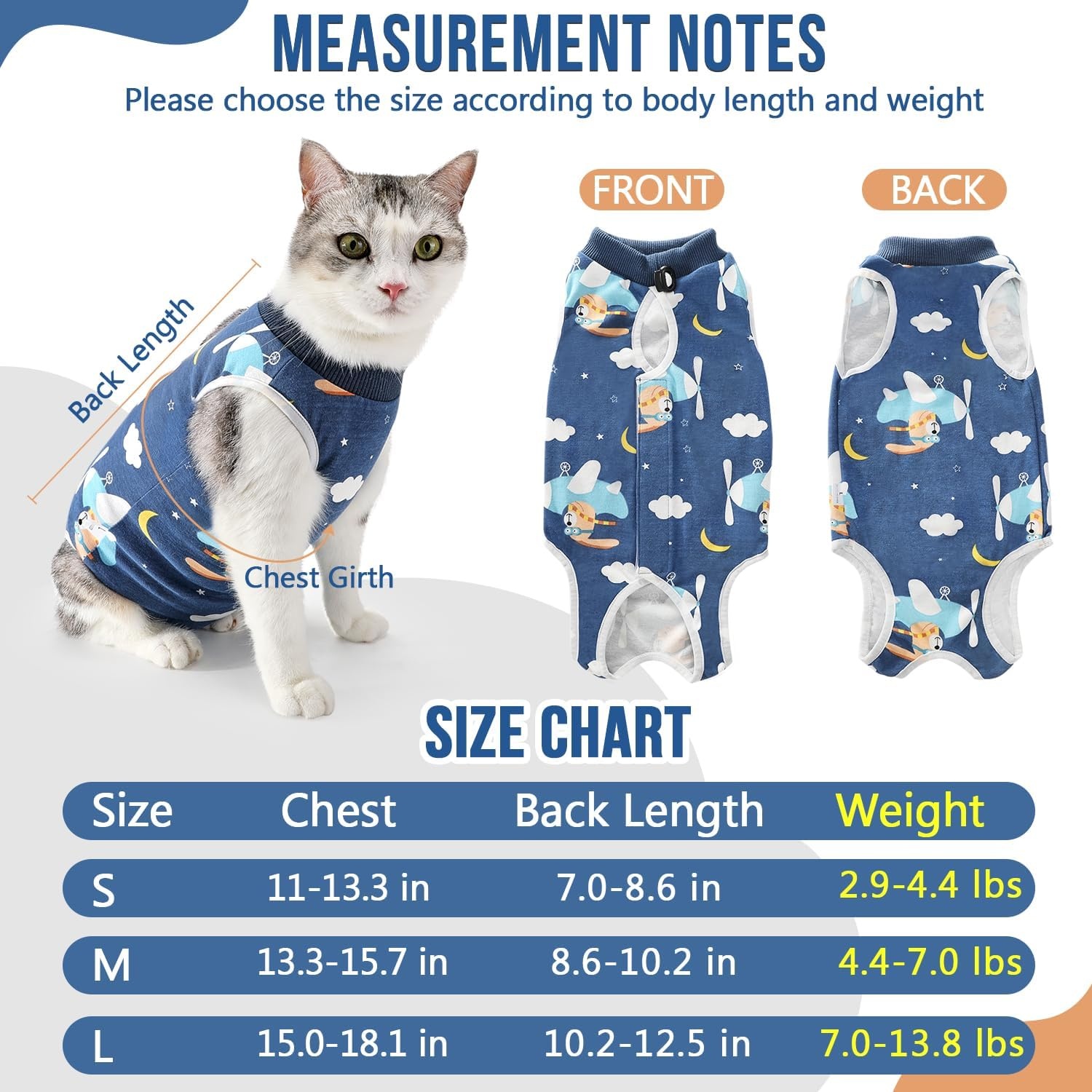image:imageSlowTon Cat Recovery Suit Cat Onesie for Cats After Surgery Female Male Kitten Clothes Cats Surgical Spay Suit Abdominal Wounds ECollar Alternative Bodysuit Shirt AntiLicking Blue FlowerSNavy