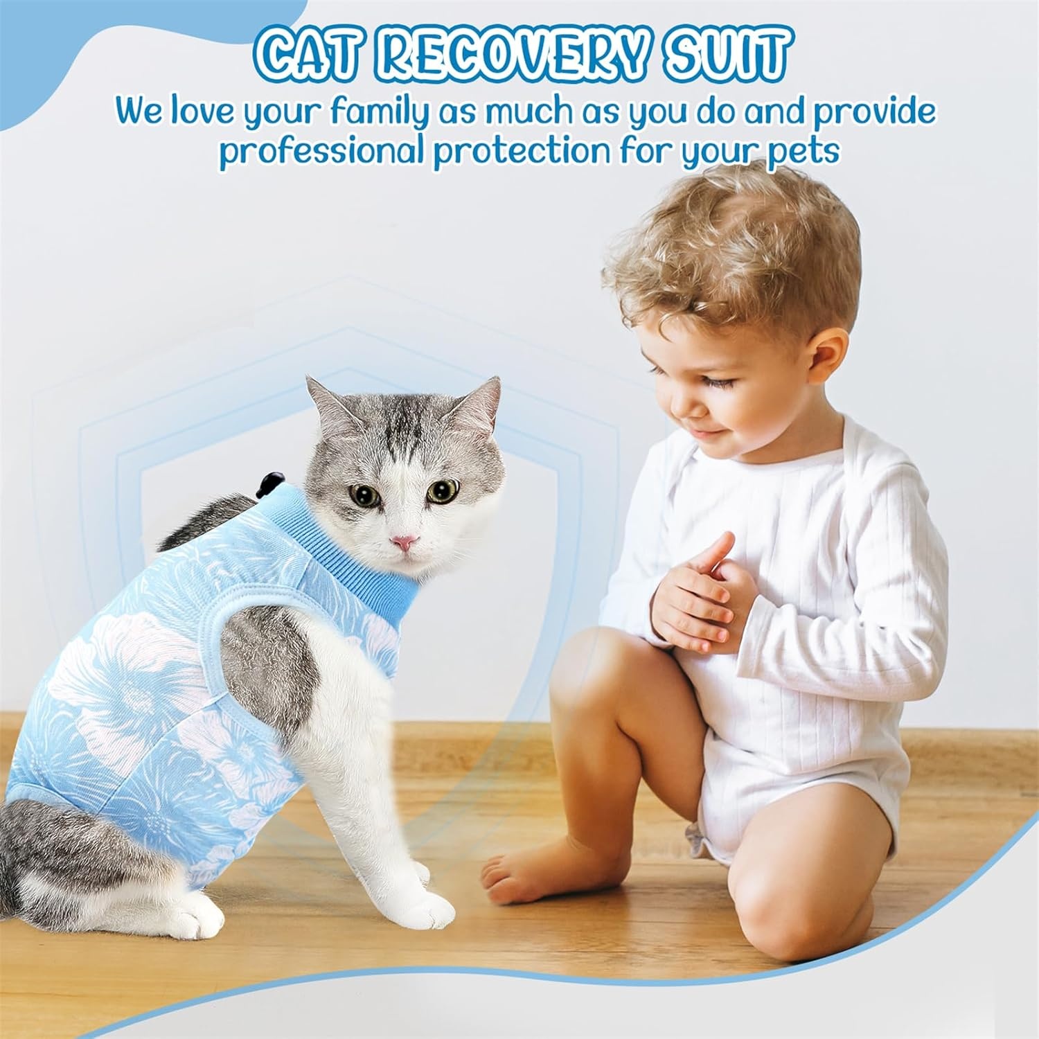 image:imageSlowTon Cat Recovery Suit Cat Onesie for Cats After Surgery Female Male Kitten Clothes Cats Surgical Spay Suit Abdominal Wounds ECollar Alternative Bodysuit Shirt AntiLicking Blue FlowerSBlue Flower