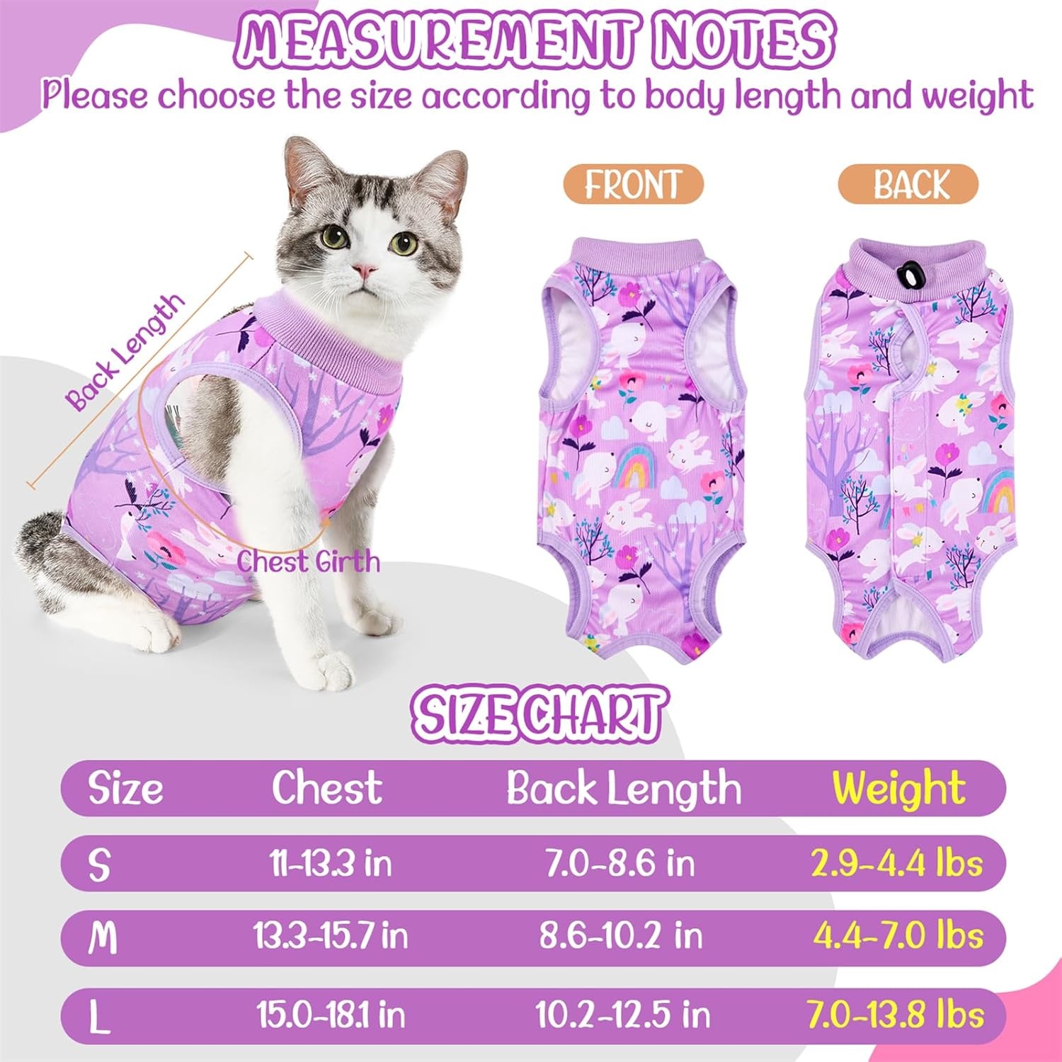 image:imageSlowTon Cat Recovery Suit Cat Onesie for Cats After Surgery Female Male Kitten Clothes Cats Surgical Spay Suit Abdominal Wounds ECollar Alternative Bodysuit Shirt AntiLicking Blue FlowerSPurple