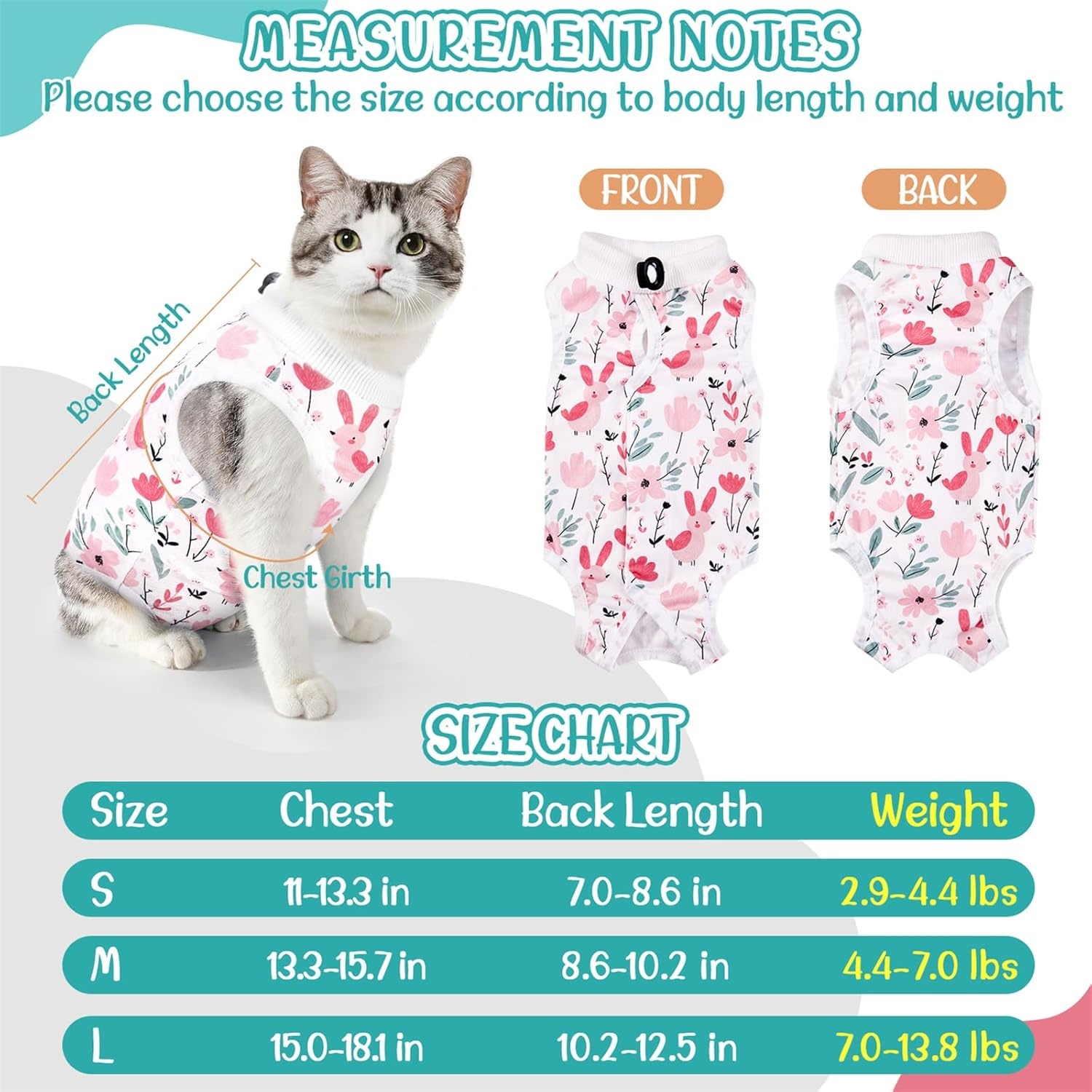 image:imageSlowTon Cat Recovery Suit Cat Onesie for Cats After Surgery Female Male Kitten Clothes Cats Surgical Spay Suit Abdominal Wounds ECollar Alternative Bodysuit Shirt AntiLicking Blue FlowerSWhite