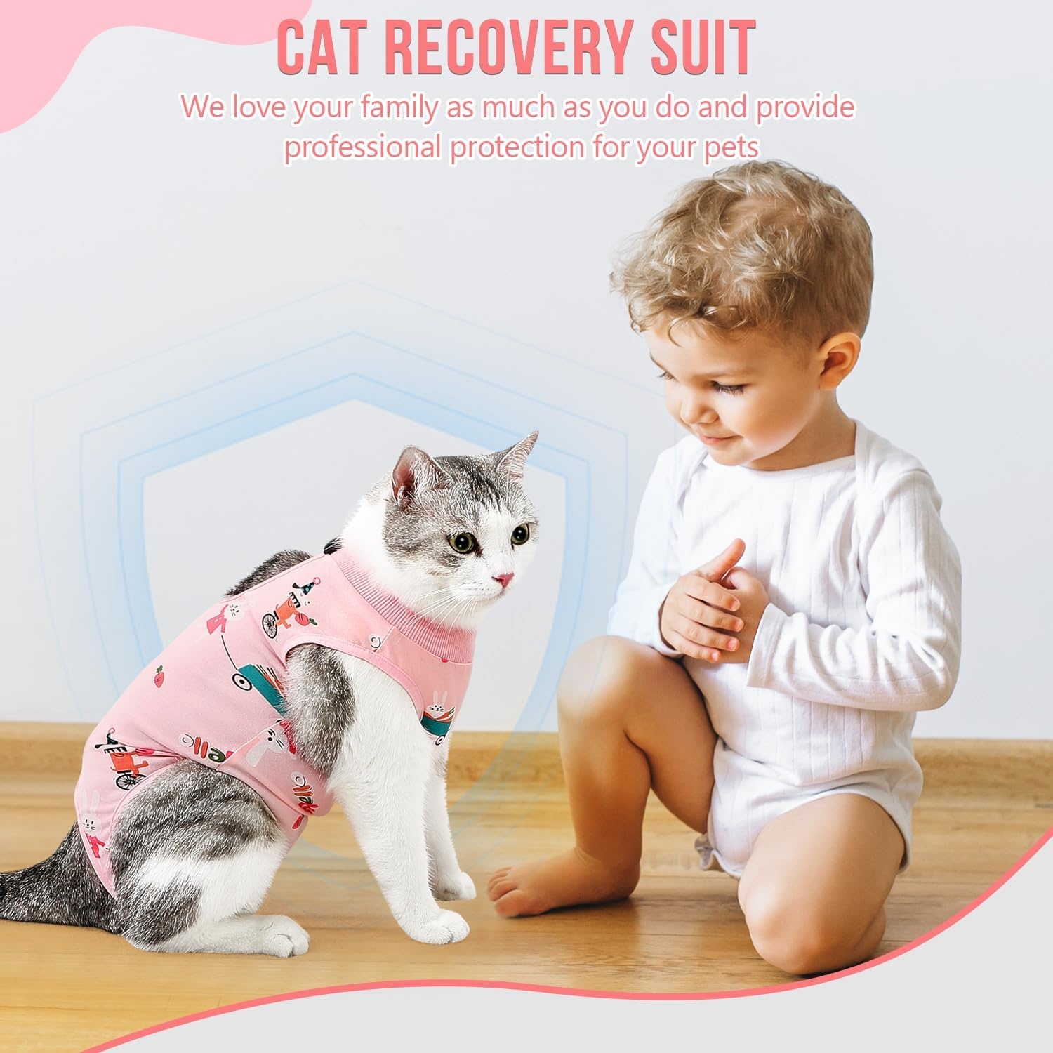 image:imageSlowTon Cat Recovery Suit Cat Onesie for Cats After Surgery Female Male Kitten Clothes Cats Surgical Spay Suit Abdominal Wounds ECollar Alternative Bodysuit Shirt AntiLicking Blue FlowerS1Pink