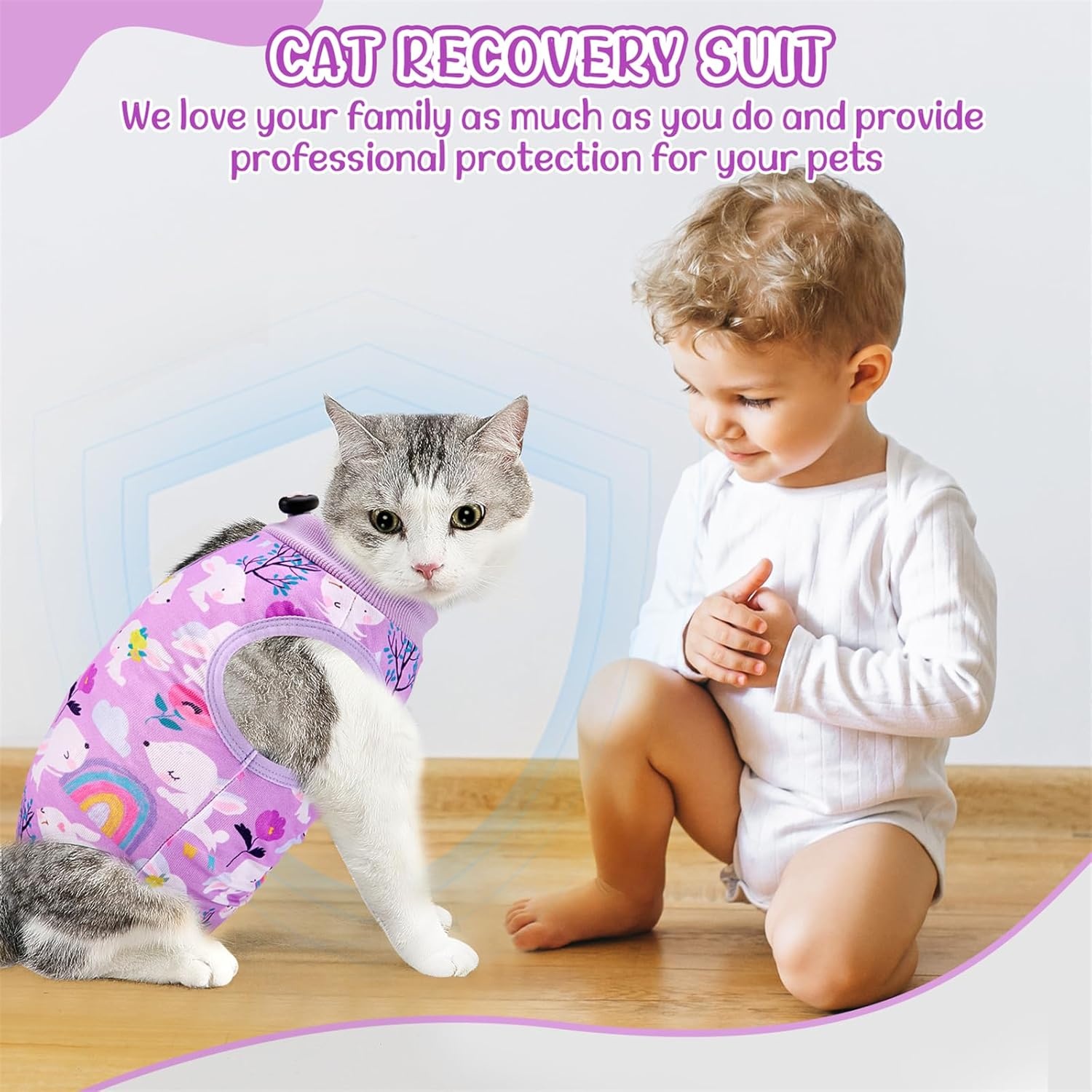 image:imageSlowTon Cat Recovery Suit Cat Onesie for Cats After Surgery Female Male Kitten Clothes Cats Surgical Spay Suit Abdominal Wounds ECollar Alternative Bodysuit Shirt AntiLicking Blue FlowerSPurple