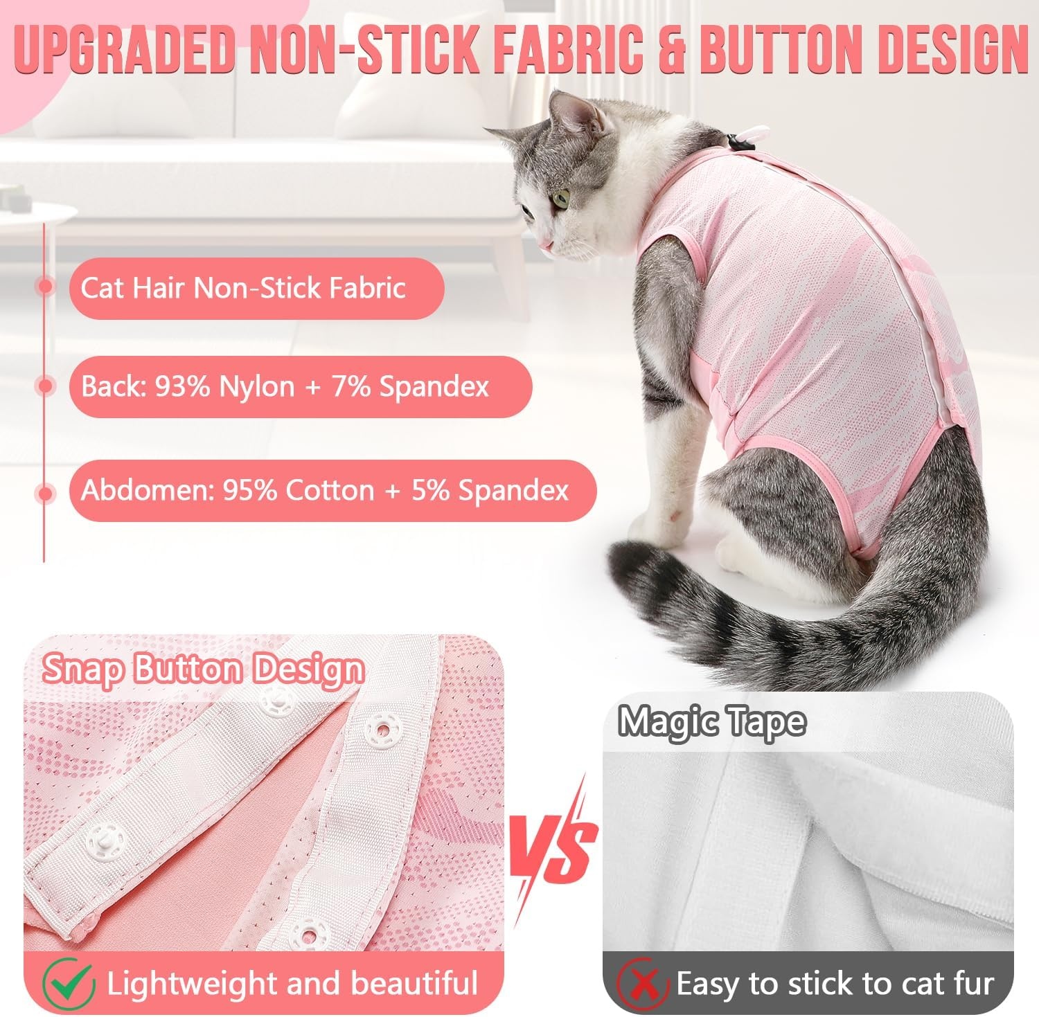 image:imageSlowTon Cat Recovery Suit Cat Onesie for Cats After Surgery Female Male Kitten Clothes Cats Surgical Spay Suit Abdominal Wounds ECollar Alternative Bodysuit Shirt AntiLicking Blue FlowerSQ Light Pink Hair Resistant