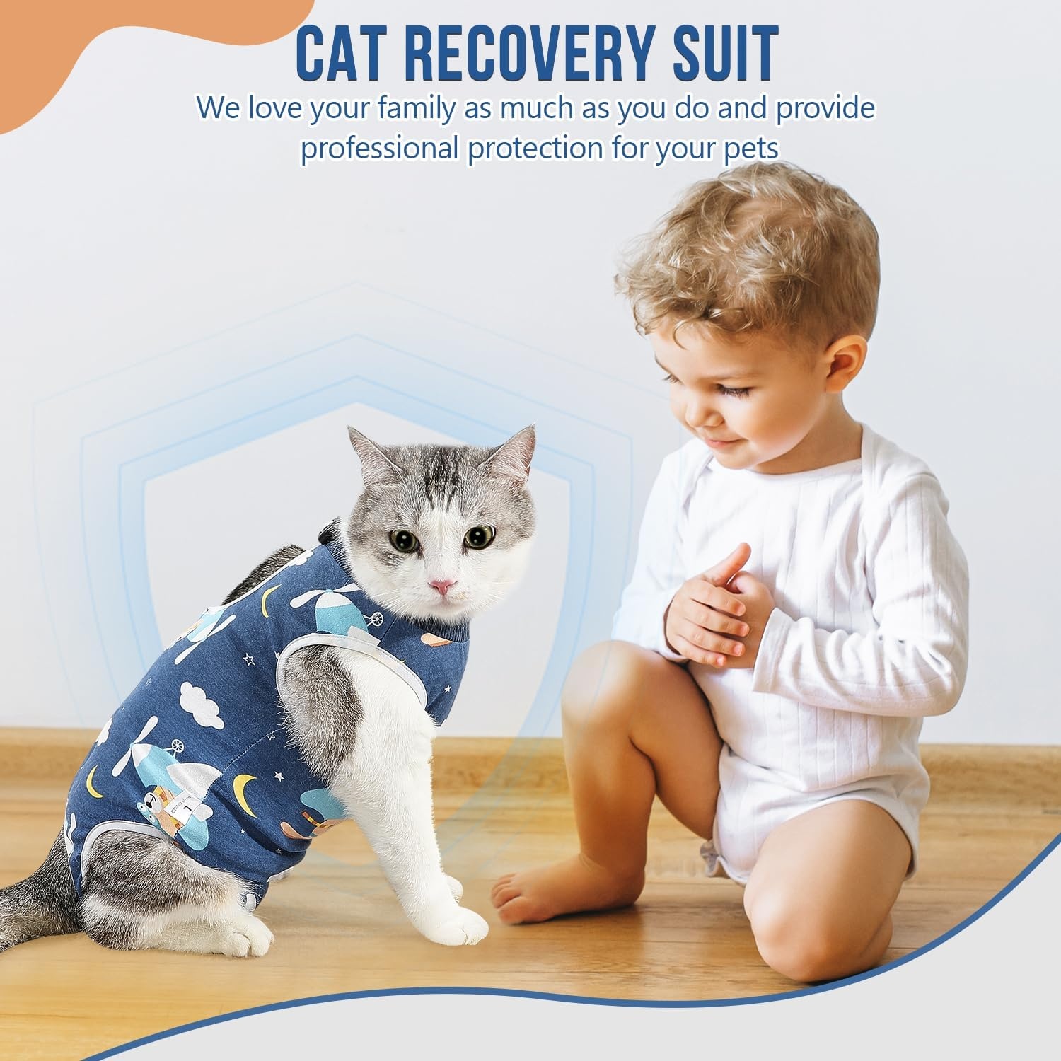 image:imageSlowTon Cat Recovery Suit Cat Onesie for Cats After Surgery Female Male Kitten Clothes Cats Surgical Spay Suit Abdominal Wounds ECollar Alternative Bodysuit Shirt AntiLicking Blue FlowerSNavy
