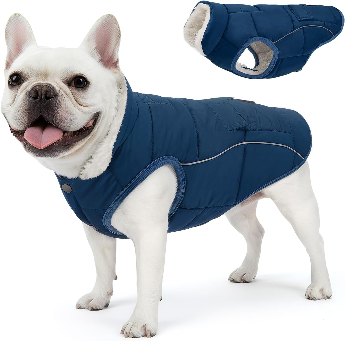 image:imageSlowTon Dog Coat Warm Dog Winter Coat Waterproof Reflective Winter Jacket with Pocket Puppy Fleece Vest Pet Apparel Cold Weather Clothes for Small Medium Large Dogs Boy Girl Red S2Navy