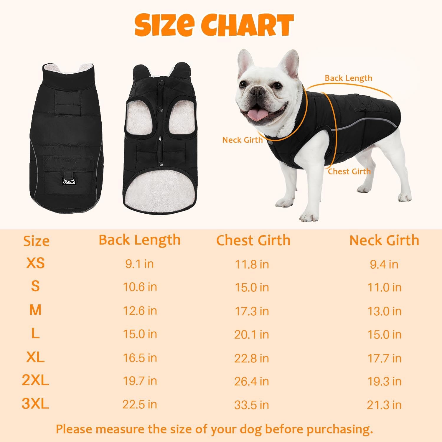 image:imageSlowTon Dog Coat Warm Dog Winter Coat Waterproof Reflective Winter Jacket with Pocket Puppy Fleece Vest Pet Apparel Cold Weather Clothes for Small Medium Large Dogs Boy Girl Red S3Black