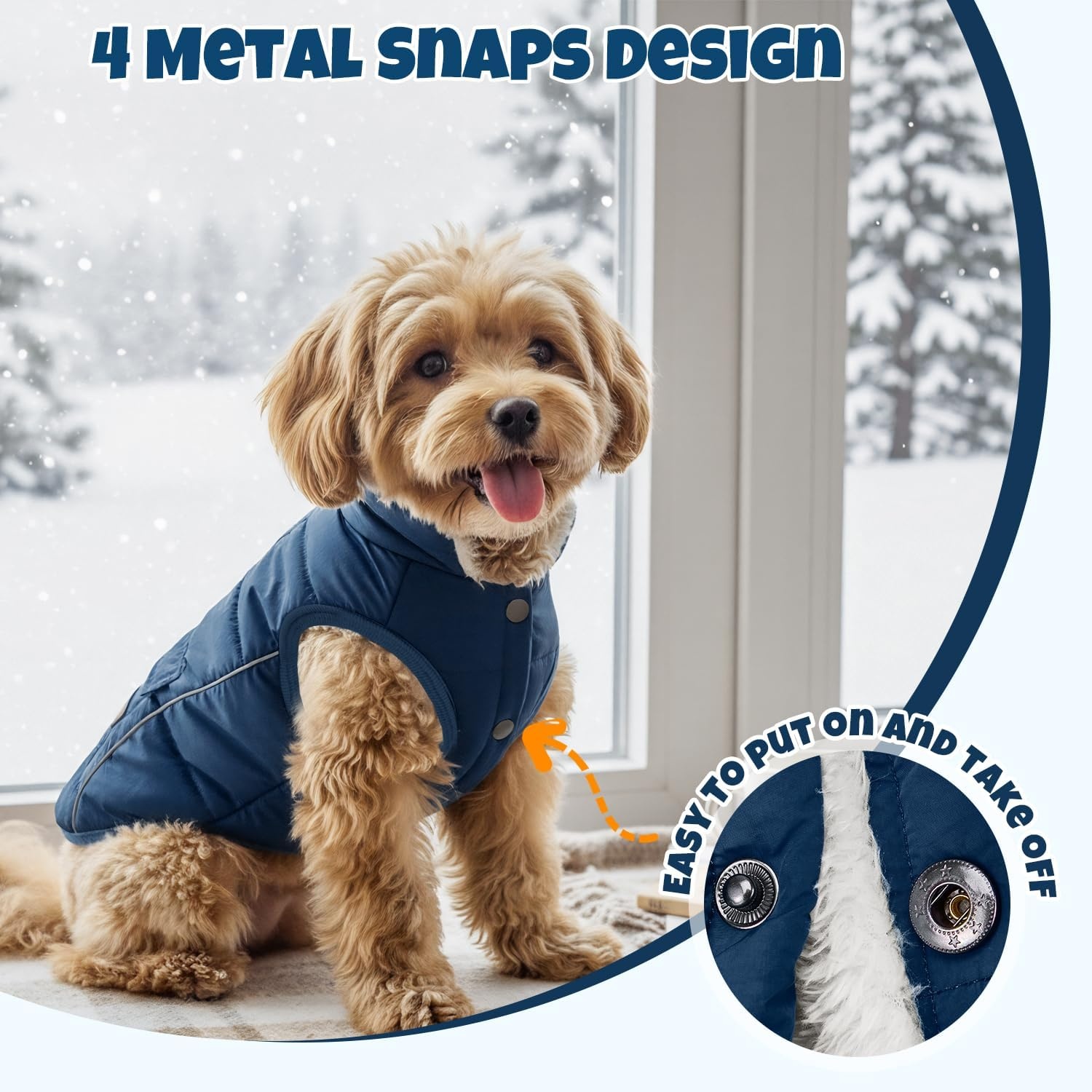 image:imageSlowTon Dog Coat Warm Dog Winter Coat Waterproof Reflective Winter Jacket with Pocket Puppy Fleece Vest Pet Apparel Cold Weather Clothes for Small Medium Large Dogs Boy Girl Red S2Navy