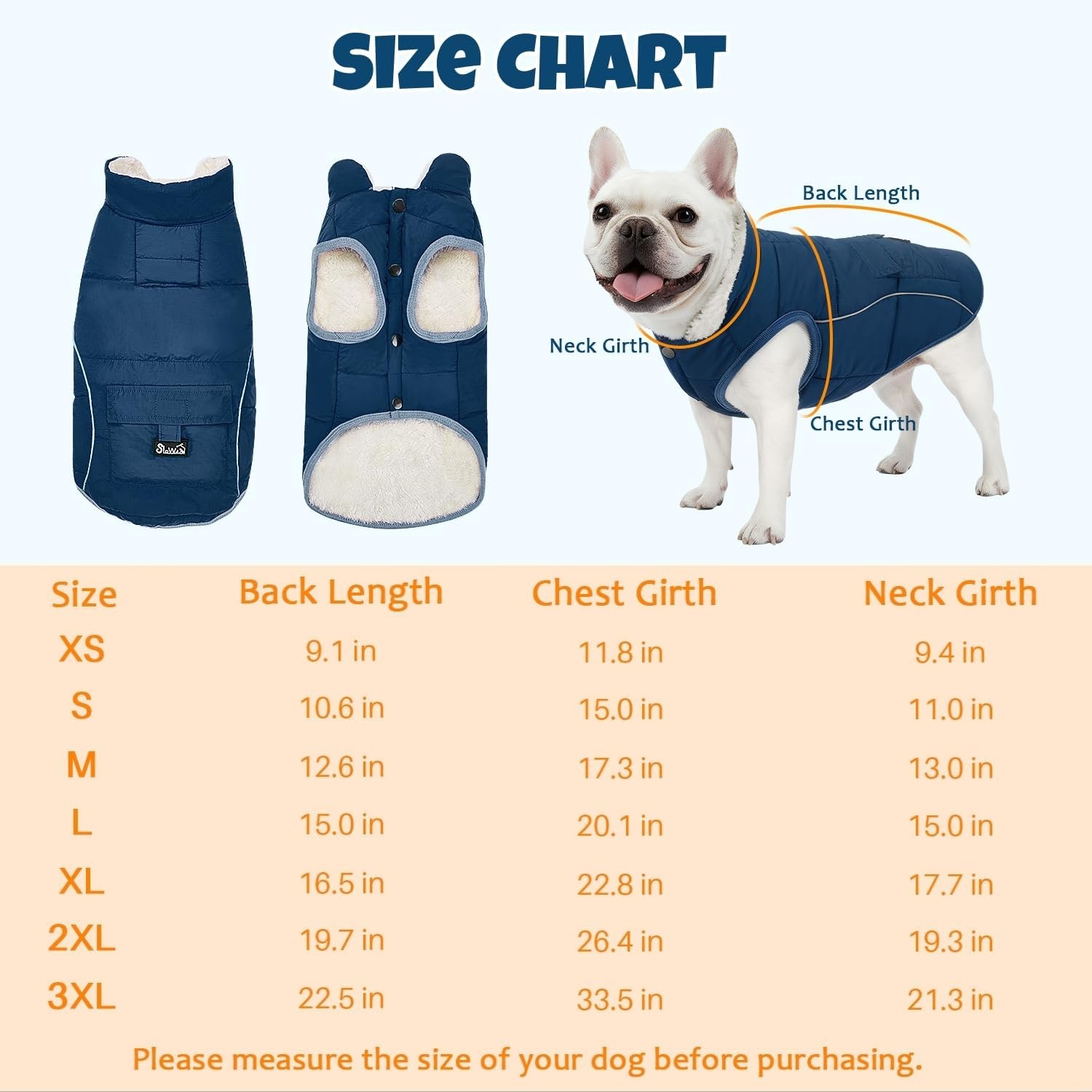 image:imageSlowTon Dog Coat Warm Dog Winter Coat Waterproof Reflective Winter Jacket with Pocket Puppy Fleece Vest Pet Apparel Cold Weather Clothes for Small Medium Large Dogs Boy Girl Red S2Navy
