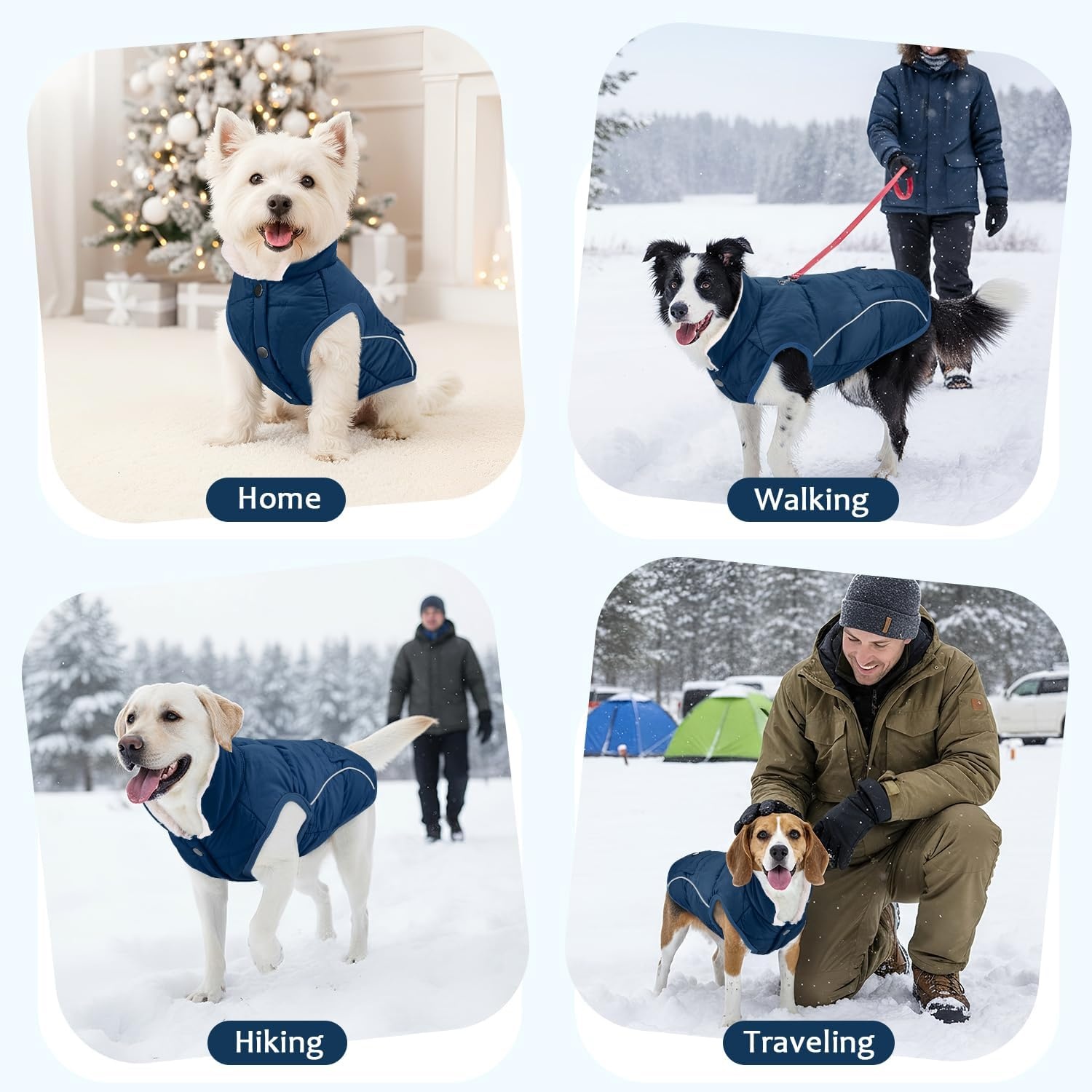 image:imageSlowTon Dog Coat Warm Dog Winter Coat Waterproof Reflective Winter Jacket with Pocket Puppy Fleece Vest Pet Apparel Cold Weather Clothes for Small Medium Large Dogs Boy Girl Red S2Navy