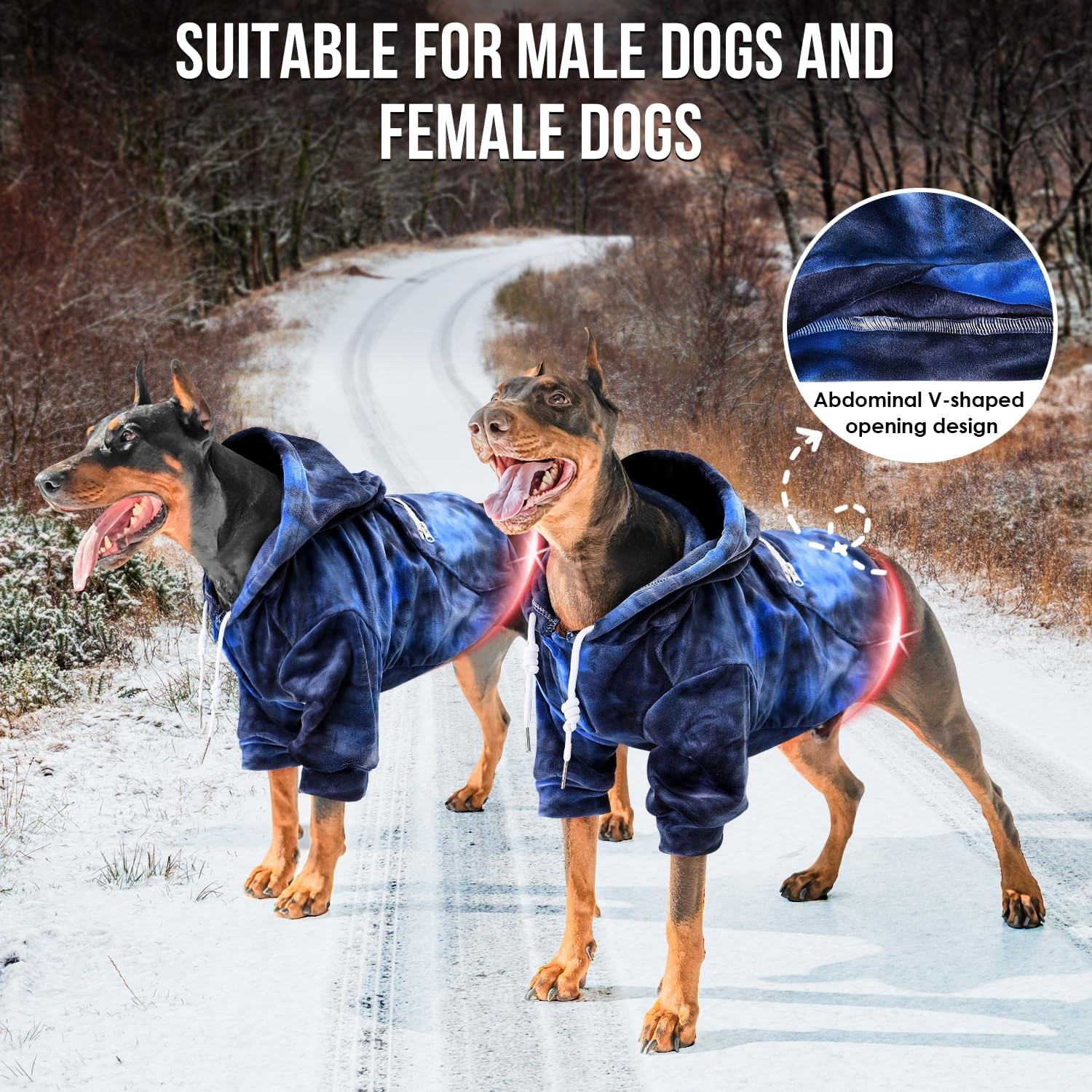 image:imageSlowTon Dog Hoodie Tie Dye Warm Dog Sweater Hoodies with Pocket Fall Winter Dogs Coat Jacket Pet Outfit Puppy Hooded Sweatshirt Clothes for Small Medium Large Dogs Boy Girl Red LBlue Tiedye