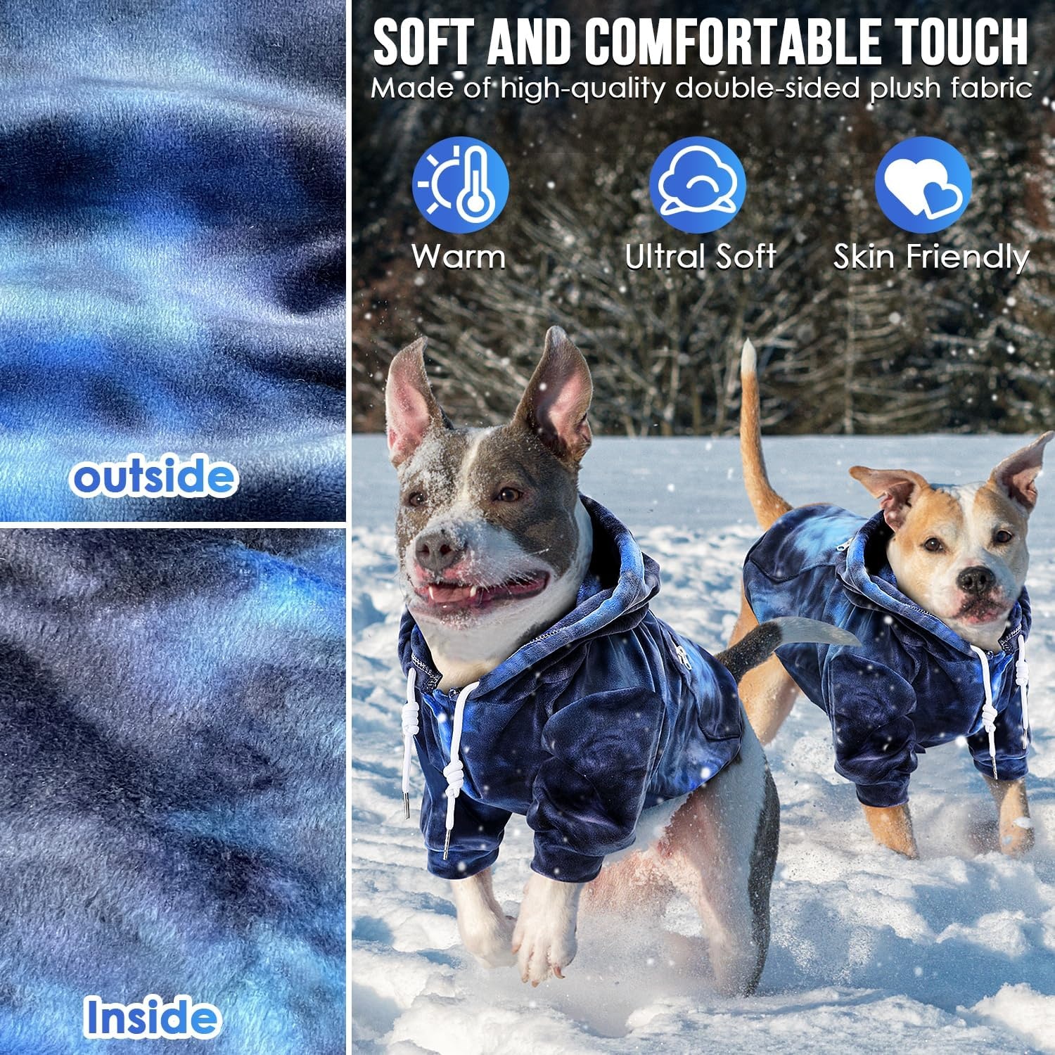 image:imageSlowTon Dog Hoodie Tie Dye Warm Dog Sweater Hoodies with Pocket Fall Winter Dogs Coat Jacket Pet Outfit Puppy Hooded Sweatshirt Clothes for Small Medium Large Dogs Boy Girl Red MBlue Tiedye
