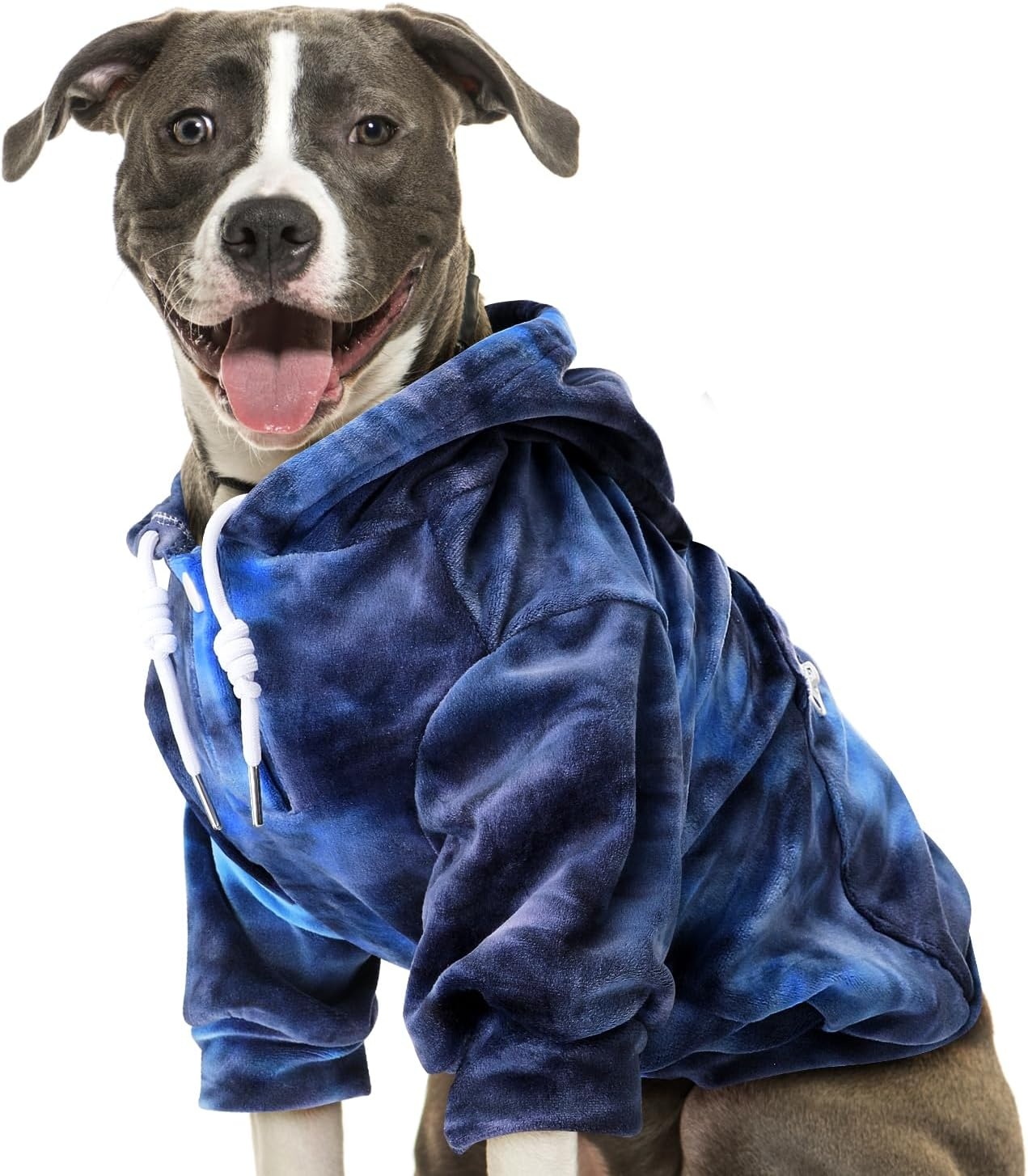 image:imageSlowTon Dog Hoodie Tie Dye Warm Dog Sweater Hoodies with Pocket Fall Winter Dogs Coat Jacket Pet Outfit Puppy Hooded Sweatshirt Clothes for Small Medium Large Dogs Boy Girl Red MBlue Tiedye