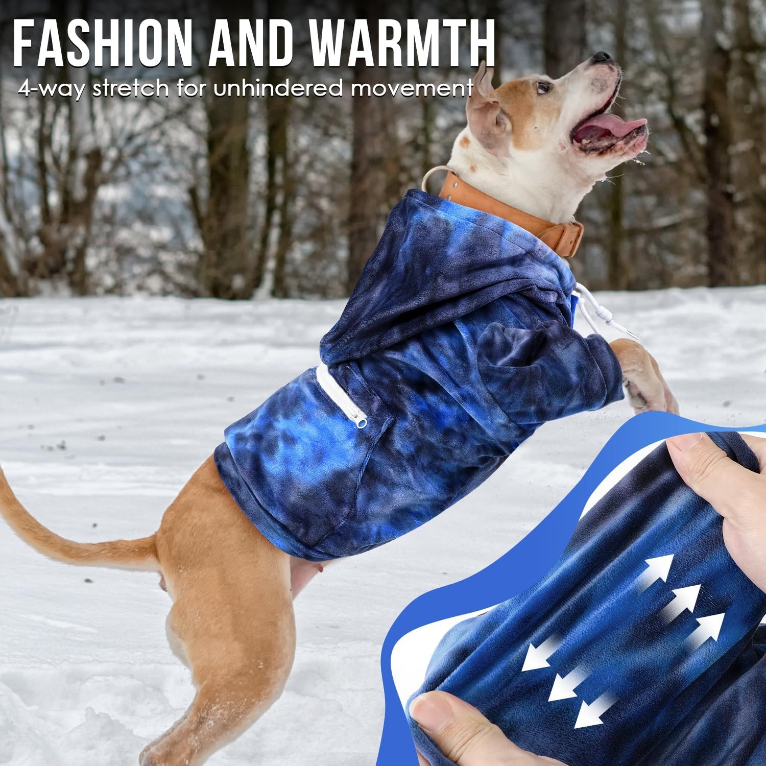 image:imageSlowTon Dog Hoodie Tie Dye Warm Dog Sweater Hoodies with Pocket Fall Winter Dogs Coat Jacket Pet Outfit Puppy Hooded Sweatshirt Clothes for Small Medium Large Dogs Boy Girl Red LBlue Tiedye