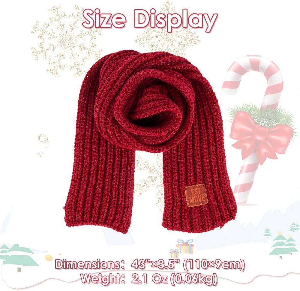 image:imageSlowTon Dog Knitted Scarf 2 Pack Dog Warm Bandanas Winter Holiday Decoration Scarf for Small Medium Large Dogs RedRedARed Green