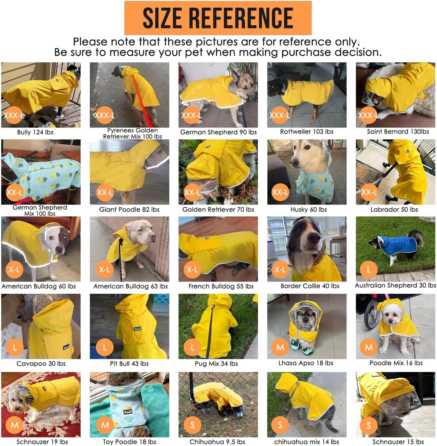 image:imageSlowTon Dog Raincoat Adjustable Dog Rain Jacket Clear Hooded Double Layer Waterproof Poncho with Reflective Strip Straps and Storage Pocket for Small Medium Large DogsXXLDuck Pattern