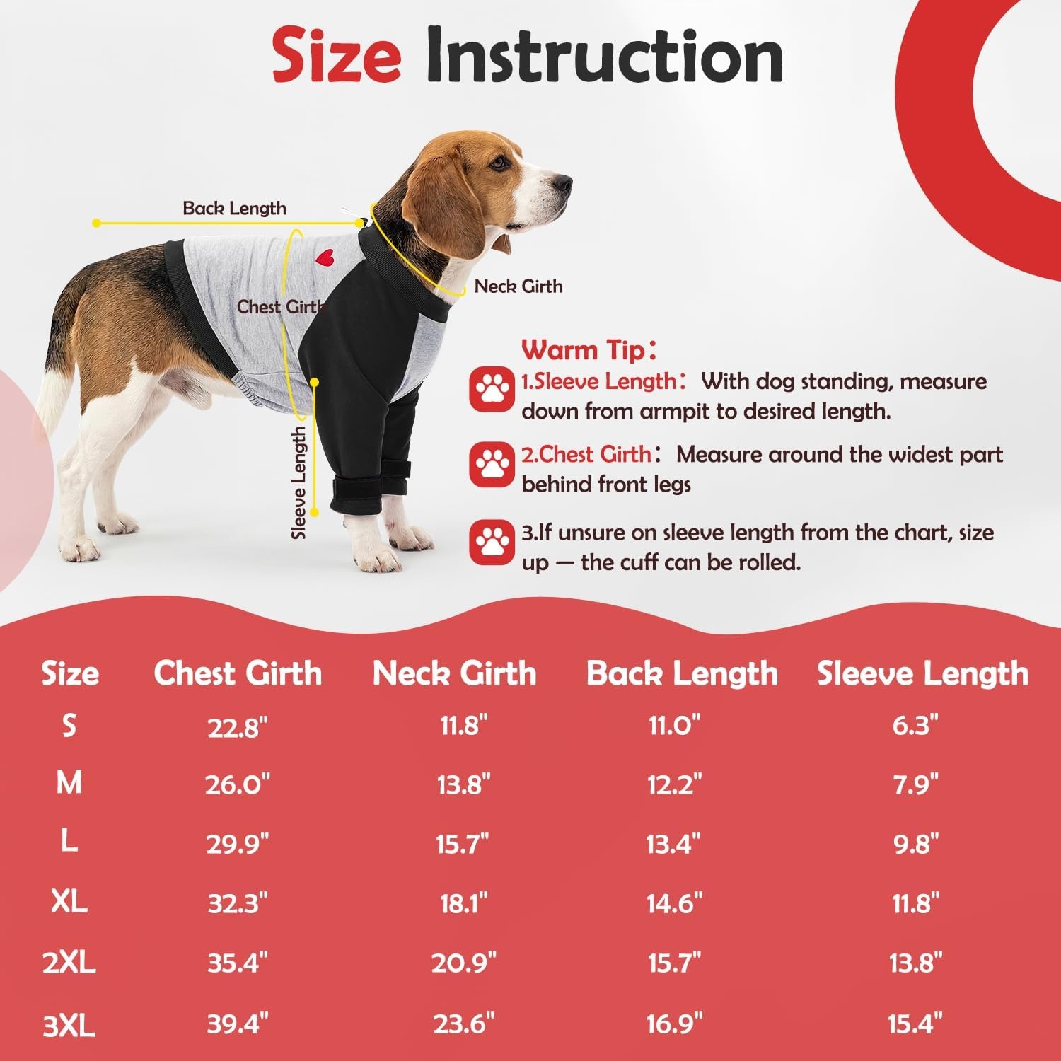 image:imageSlowTon Dog Recovery Suit Padded Elbow Protector Dog Leg Sleeve to Stop Licking amp Protect Wounds After Surgery Breathable Pet Long Sleeve Shirt Front Leg Protection Cone Alternative RedSBlack