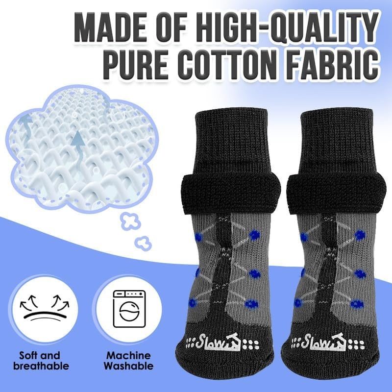 image:imageSlowTon Dog Socks Anti Slip 3 Pairs Dog Grip Socks for Hardwood Floors with Double Sides Grips Socks for Dogs to Prevent Licking Paws for Small Medium Large Dogs Grippers for Senior DogsB S