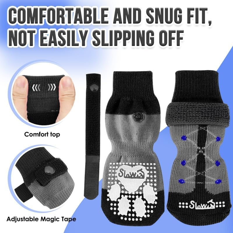 image:imageSlowTon Dog Socks Anti Slip 3 Pairs Dog Grip Socks for Hardwood Floors with Double Sides Grips Socks for Dogs to Prevent Licking Paws for Small Medium Large Dogs Grippers for Senior DogsB S