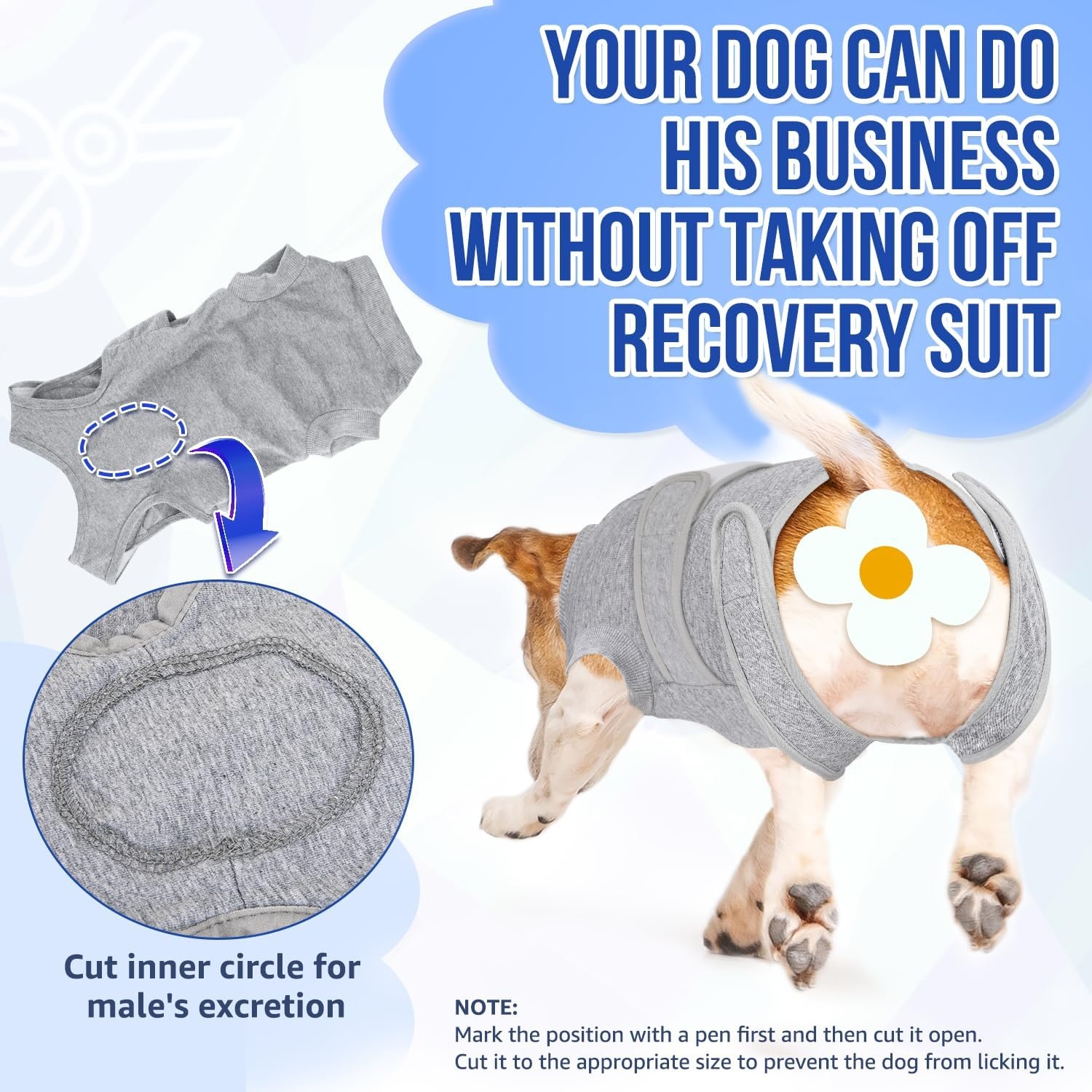 image:imageSlowTon Dog Surgery Recovery Suit Zipper On Dog Onesies After Surgery for Female Male Dogs Abdominal Wounds Bandages ConeECollar Alternative Surgical Body Suit AntiLicking PinkTie DyeS1Grey 95 Cotton 5 Spandex