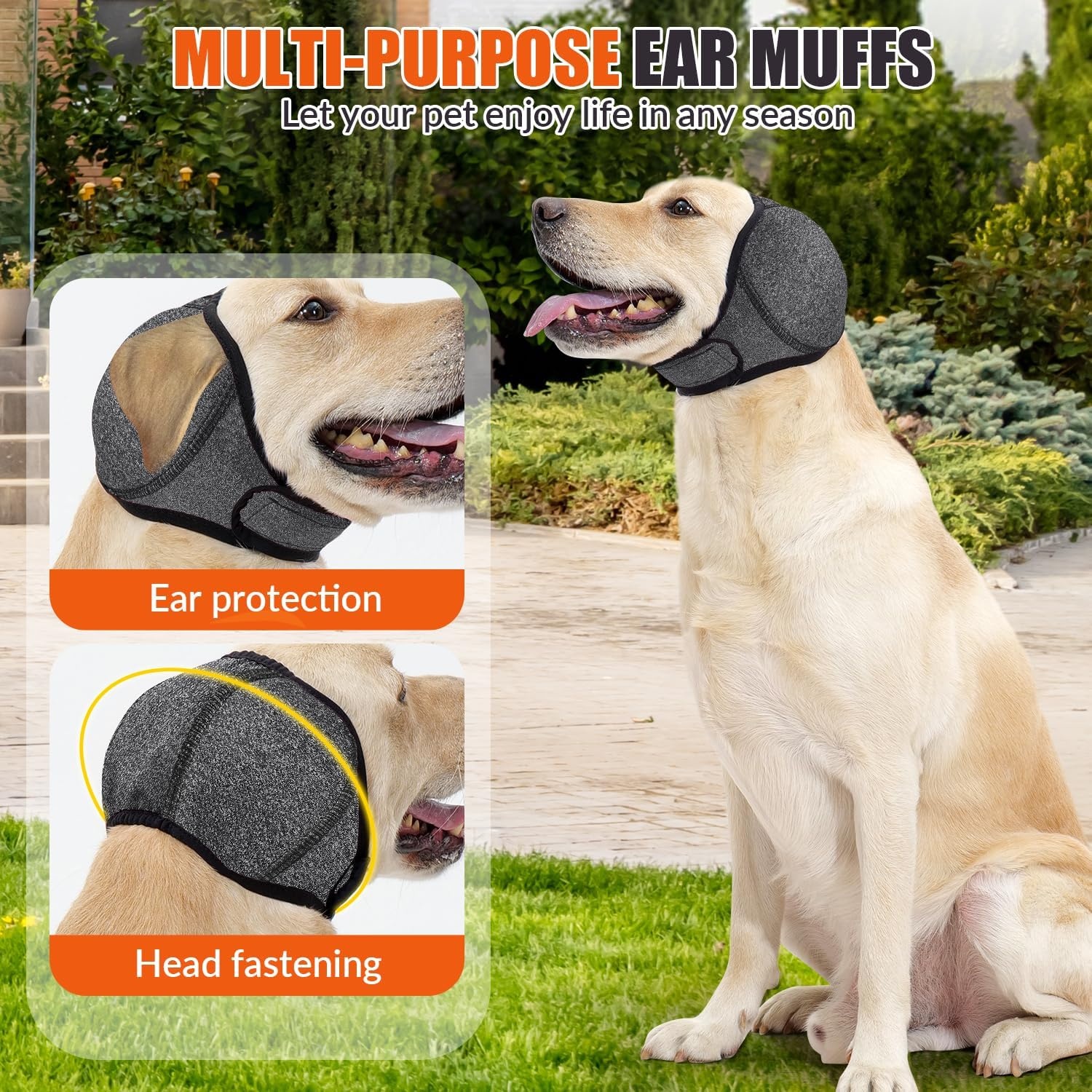 image:imageSlowTon Quiet Ears Dog Hoodie 2 Pcs Ear Wrap Dog Ear Muffs Noise Protection Anxiety Relief Dogs Hat Calming Hood Head Cover Pet Headband Dogs Ear Protector for Grooming Force Drying GreySGrey 2 Pieces