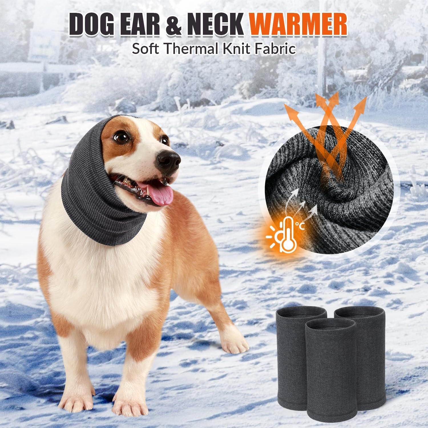 image:imageSlowTon Quiet Ears Dog Hoodie 2 Pcs Ear Wrap Dog Ear Muffs Noise Protection Anxiety Relief Dogs Hat Calming Hood Head Cover Pet Headband Dogs Ear Protector for Grooming Force Drying GreySGrey 2 Pieces