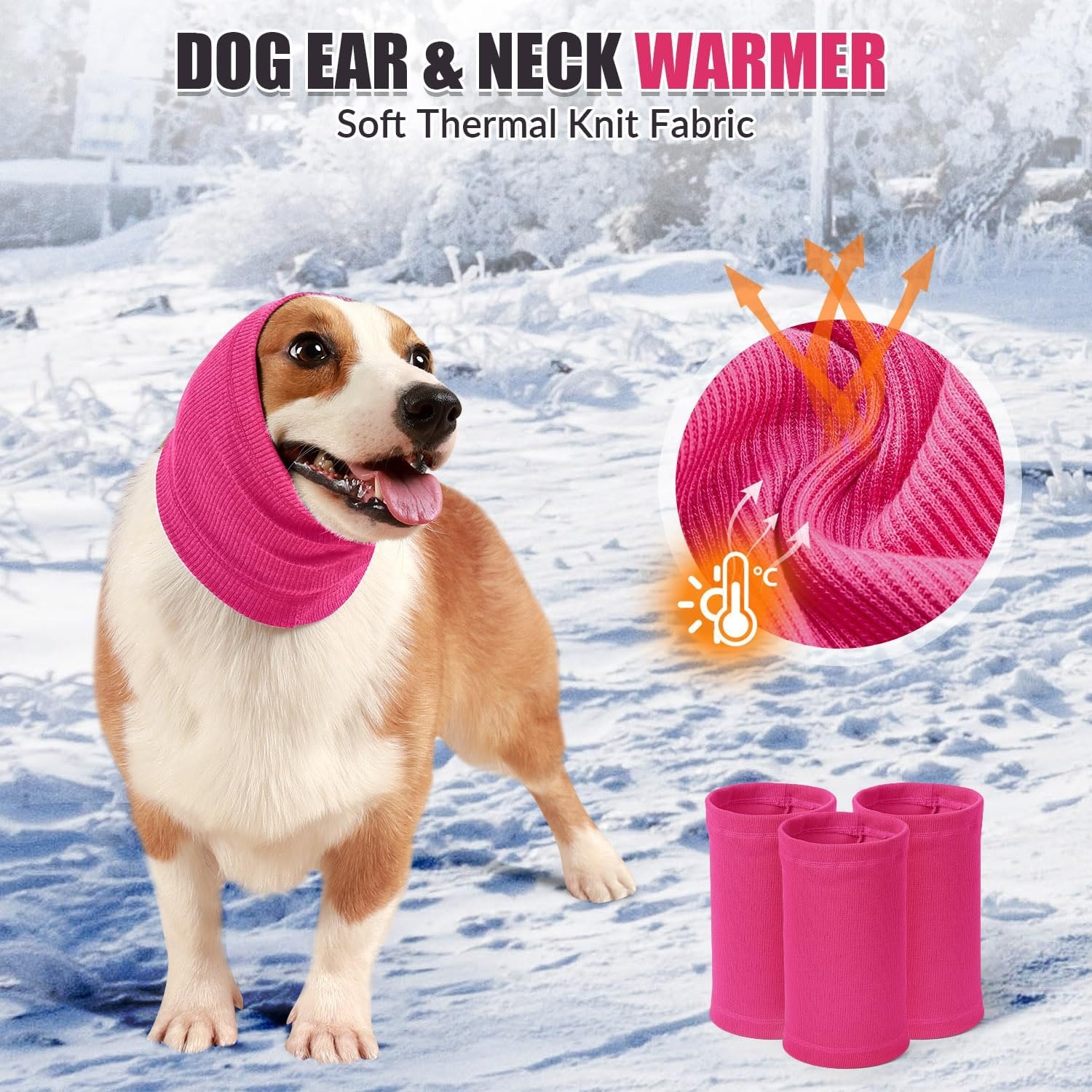 image:imageSlowTon Quiet Ears Dog Hoodie 2 Pcs Ear Wrap Dog Ear Muffs Noise Protection Anxiety Relief Dogs Hat Calming Hood Head Cover Pet Headband Dogs Ear Protector for Grooming Force Drying GreySHot Pink