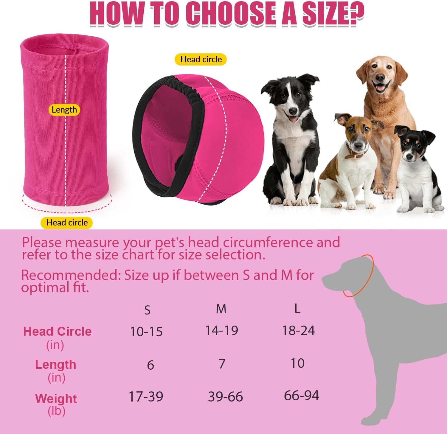 image:imageSlowTon Quiet Ears Dog Hoodie 2 Pcs Ear Wrap Dog Ear Muffs Noise Protection Anxiety Relief Dogs Hat Calming Hood Head Cover Pet Headband Dogs Ear Protector for Grooming Force Drying GreySHot Pink 2 Pieces