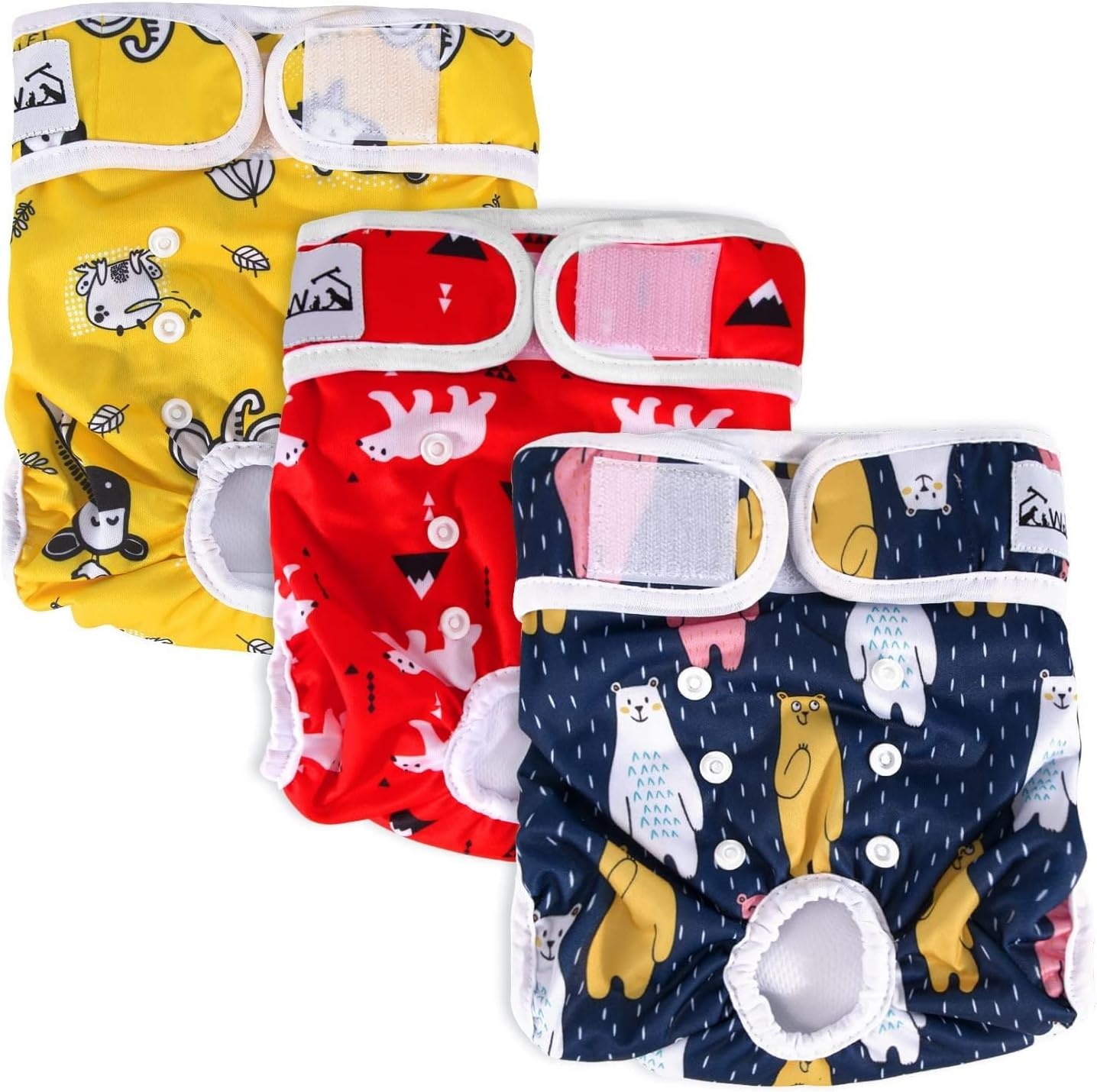 image:imageSlowTon Washable Dog Diapers Female 3 Pack No Leak Reusable Doggie Puppy Diaper with Adjustable Buttons Comfortable Female Dog Diapers for Heat Cycle Period Small Medium Large Dogs XSCAnimal