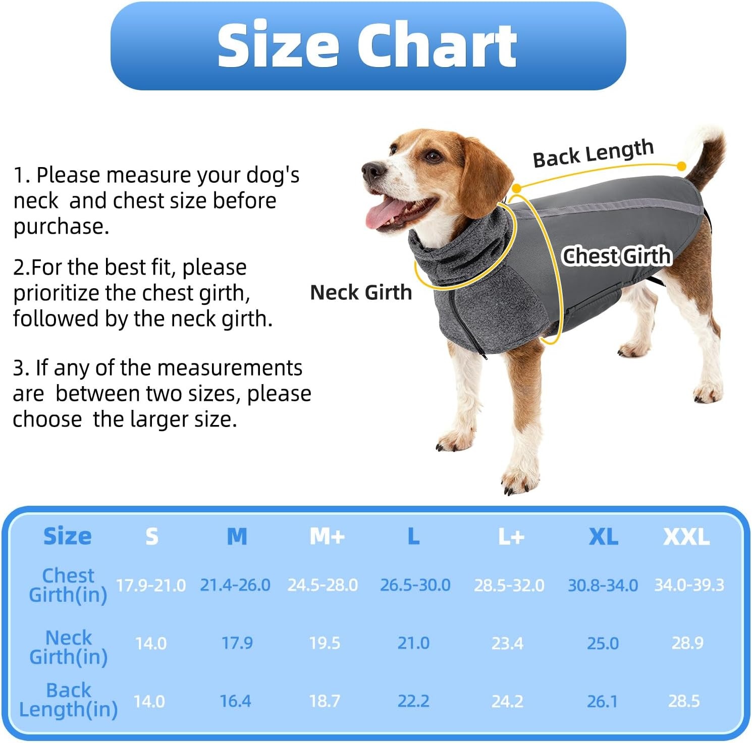 image:imageSlowTon Winter Dog Coat Warm Polar Fleece Lining Doggie Outdoor Jacket with Turtleneck Scarf Reflective Stripe Adjustable Waterproof Windproof Puppy Vest Soft Pet Outfits SGreyAGrey