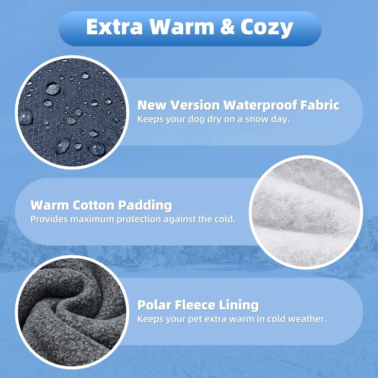 image:imageSlowTon Winter Dog Coat Warm Polar Fleece Lining Doggie Outdoor Jacket with Turtleneck Scarf Reflective Stripe Adjustable Waterproof Windproof Puppy Vest Soft Pet Outfits SGreyCDark Blue