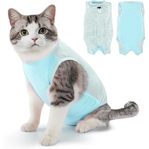 image:imageSlowTon Cat Recovery Suit  Cat Onesie for Cats After Surgery Female Male Kitten Clothes Cats Surgical Spay Suit Abdominal Wounds ECollar Alternative Bodysuit Shirt AntiLicking Blue FlowerSQ Light Blue  Hair Resistant