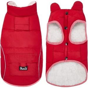 image:imageSlowTon Dog Coat  Warm Dog Winter Coat Waterproof Reflective Winter Jacket with Pocket Puppy Fleece Vest Pet Apparel Cold Weather Clothes for Small Medium Large Dogs Boy Girl Red S1Red