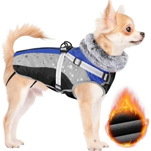 image:imageSlowTon Dog Jacket with Harness Built in  Waterproof Fleece Winter Warm Dog Coats for Small Medium Dogs Reflective Adjustable Furry Puppy Vest Clothes for Outdoor Walking BlueSBlue  Black